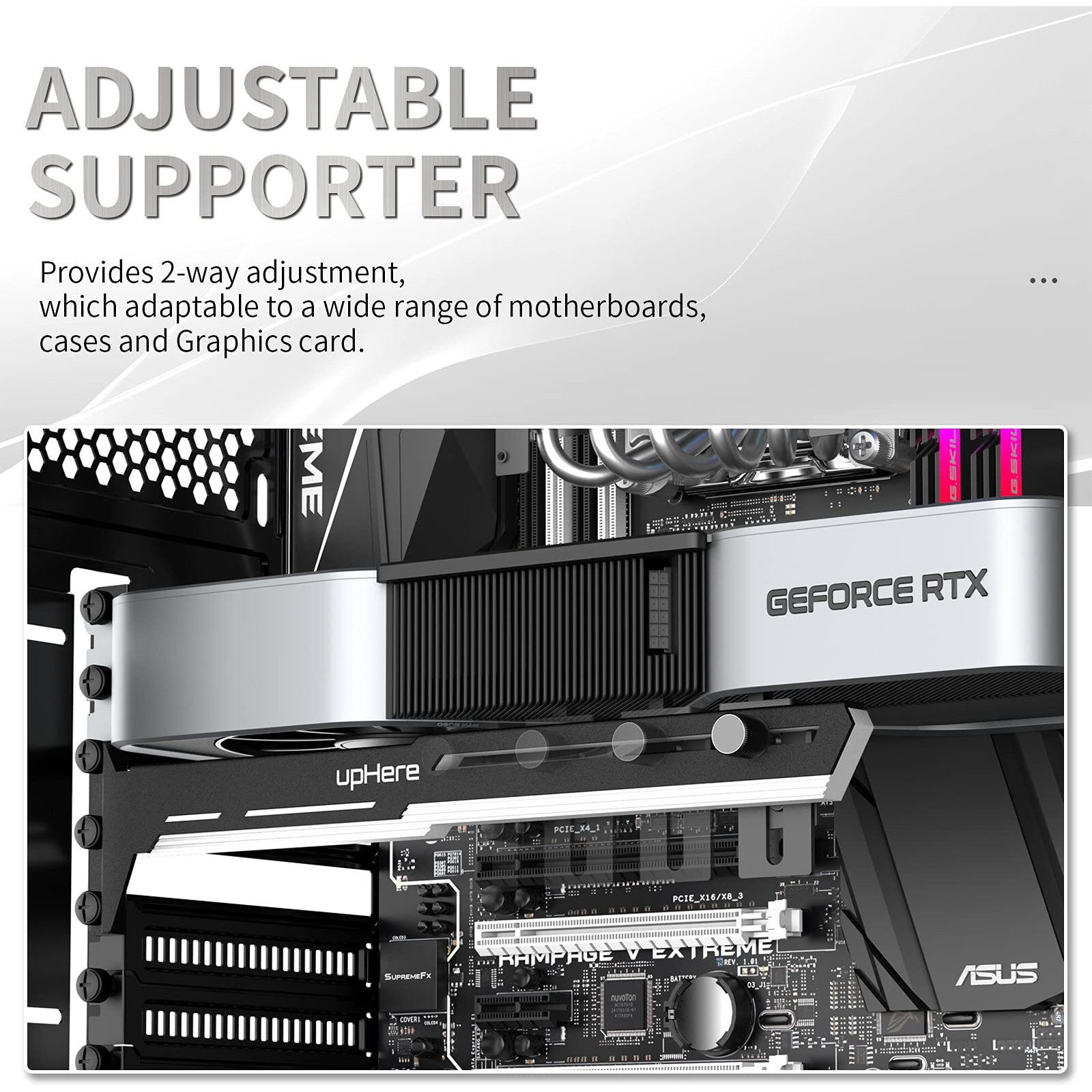 Uphere Black&White Graphics Card Gpu Brace Support Video Card Sag Holder/Holster Bracket Adjustable Length And Height Support G27654
