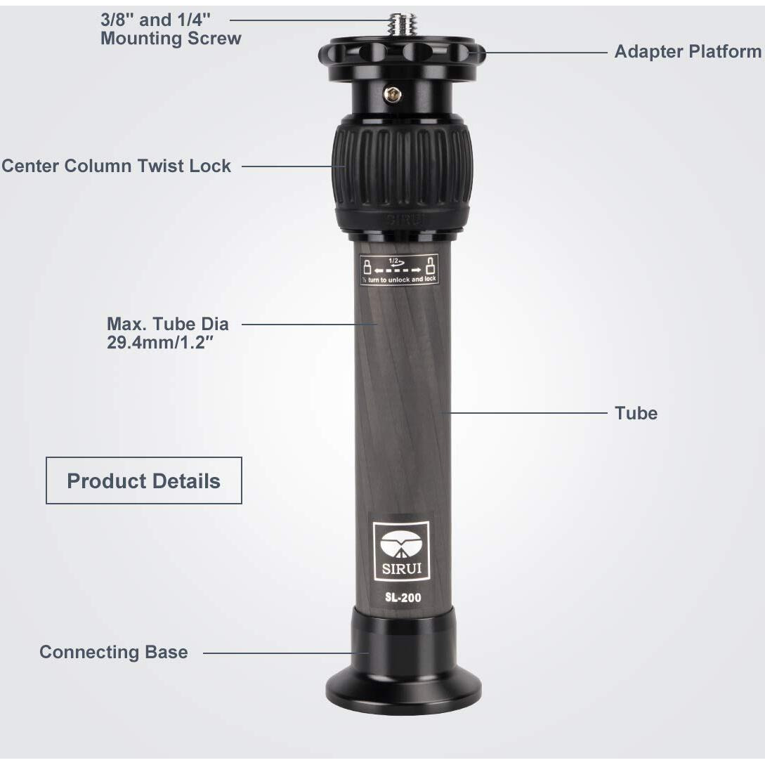 Sirui Sl-200 Tripod Extension Pole  Two-Section Carbon Fiber Center Column-Tripod Extender-Tripod Extension Tube