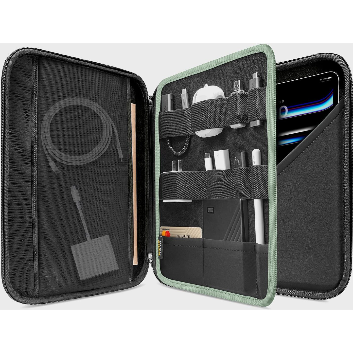 Tomtoc Portfolio Case For 13 Inch Ipad Pro M4 2024 & Ipad Air M2  12.9-In Ipad Pro M2/M1  Protective Sleeve With Accessories Pocket  Carrying Storage Bag For Ipad Pencil Pro/Adapter/Magic Keyboard