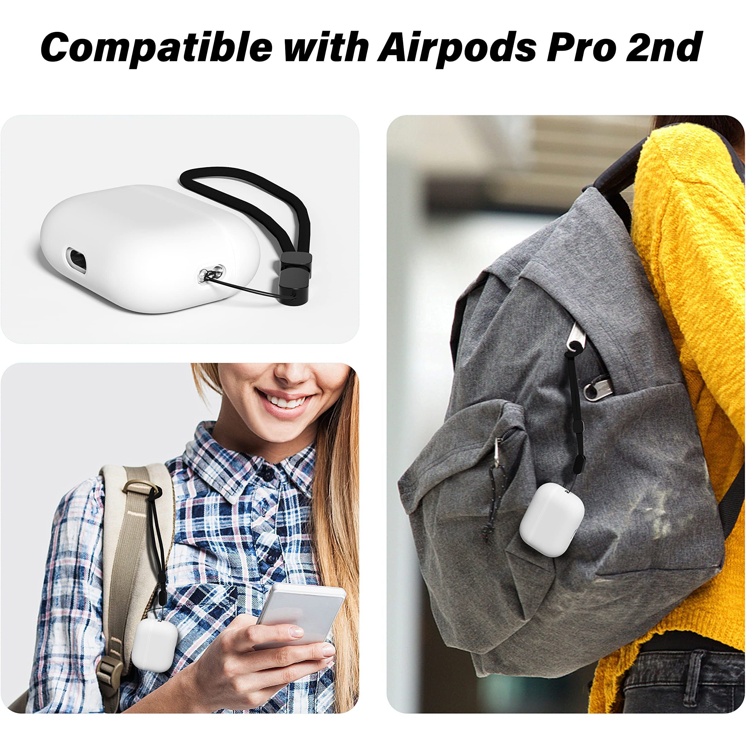Oakxco Lanyard Compatible With Airpods Pro 2 Loop Adjustable Hand Wrist Nylon Strap  Lanyard For Cell Phone/Camera/Switch/Ipods Pro 2Nd/Airpods 1/2Nd/3Rd/Pro Case  Black