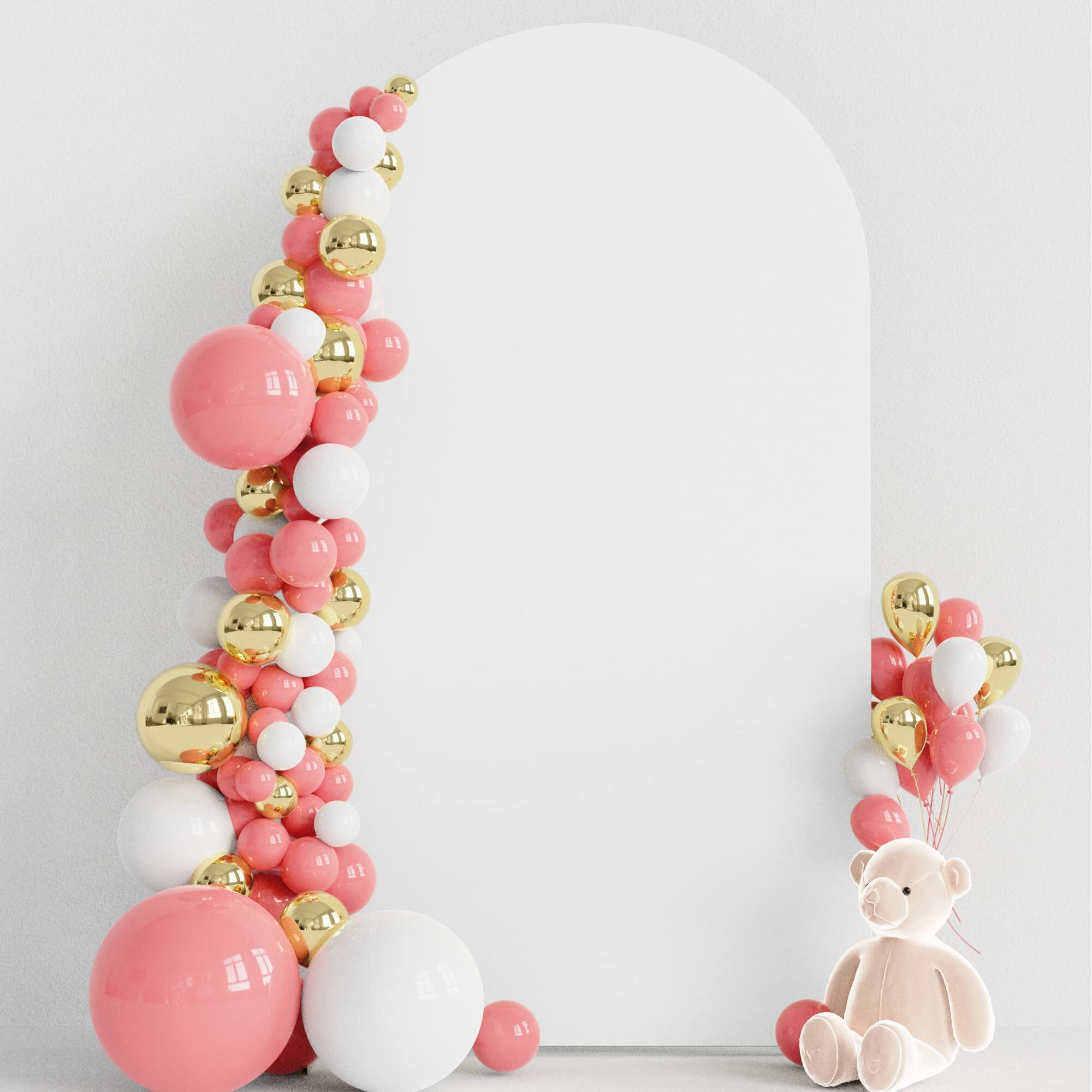 Wokceer 7.2Ft Wedding Arch Cover Spandex Fitted Wedding Arch Stand Covers Round Top Chiara Backdrop Cover For Birthday Party Ceremony Banquet Decoration White