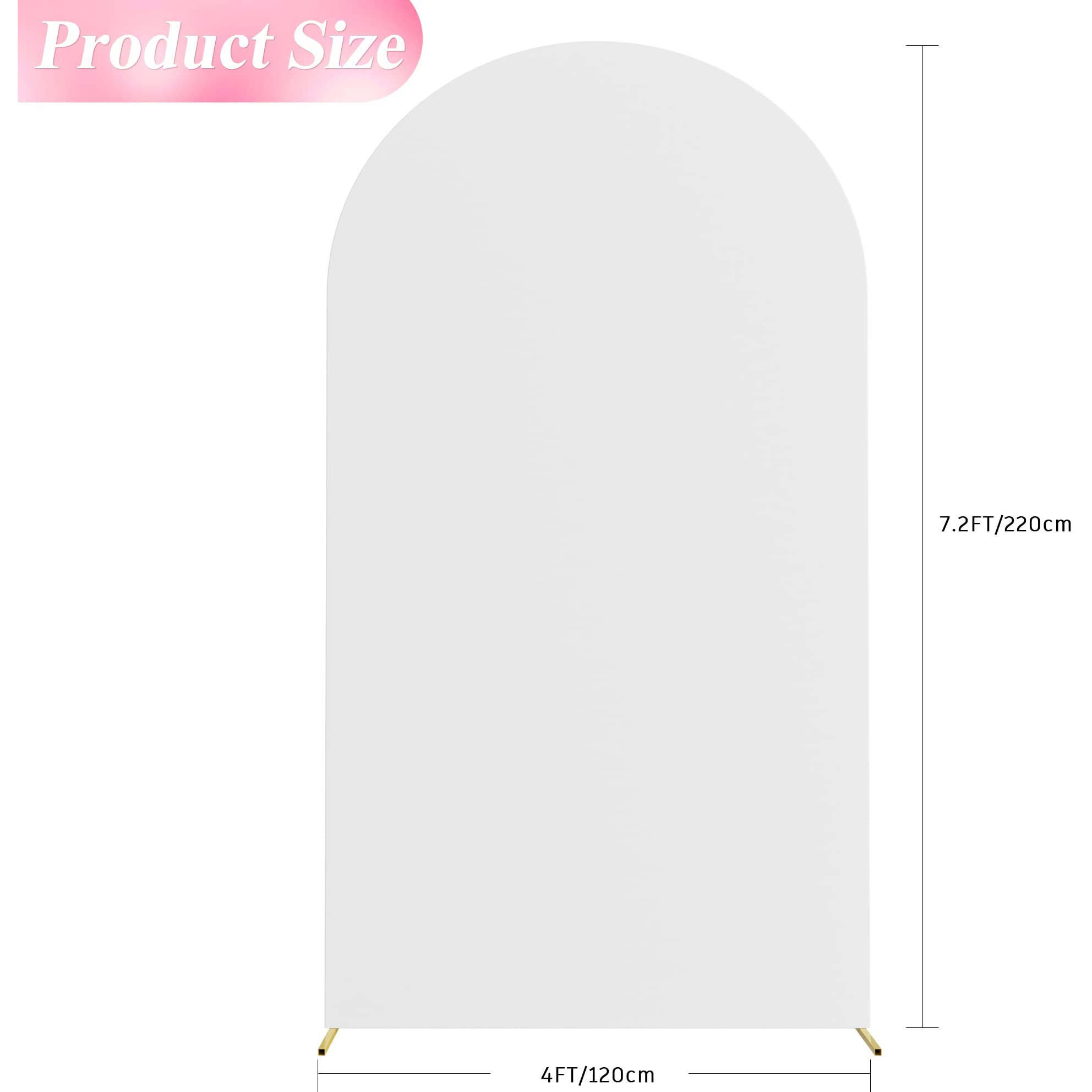 Wokceer 7.2Ft Wedding Arch Cover Spandex Fitted Wedding Arch Stand Covers Round Top Chiara Backdrop Cover For Birthday Party Ceremony Banquet Decoration White
