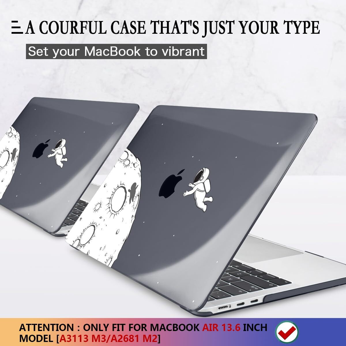Cissook Case Compatible With Macbook Air 13.6 Inch 2022 2024 Release Model A2681 M2 A3113 M3 Astronaut  Clear Black Space Hard Shell With Keyboard Cover For Macbook Air 13.6"" With Touch Id  Astronaut