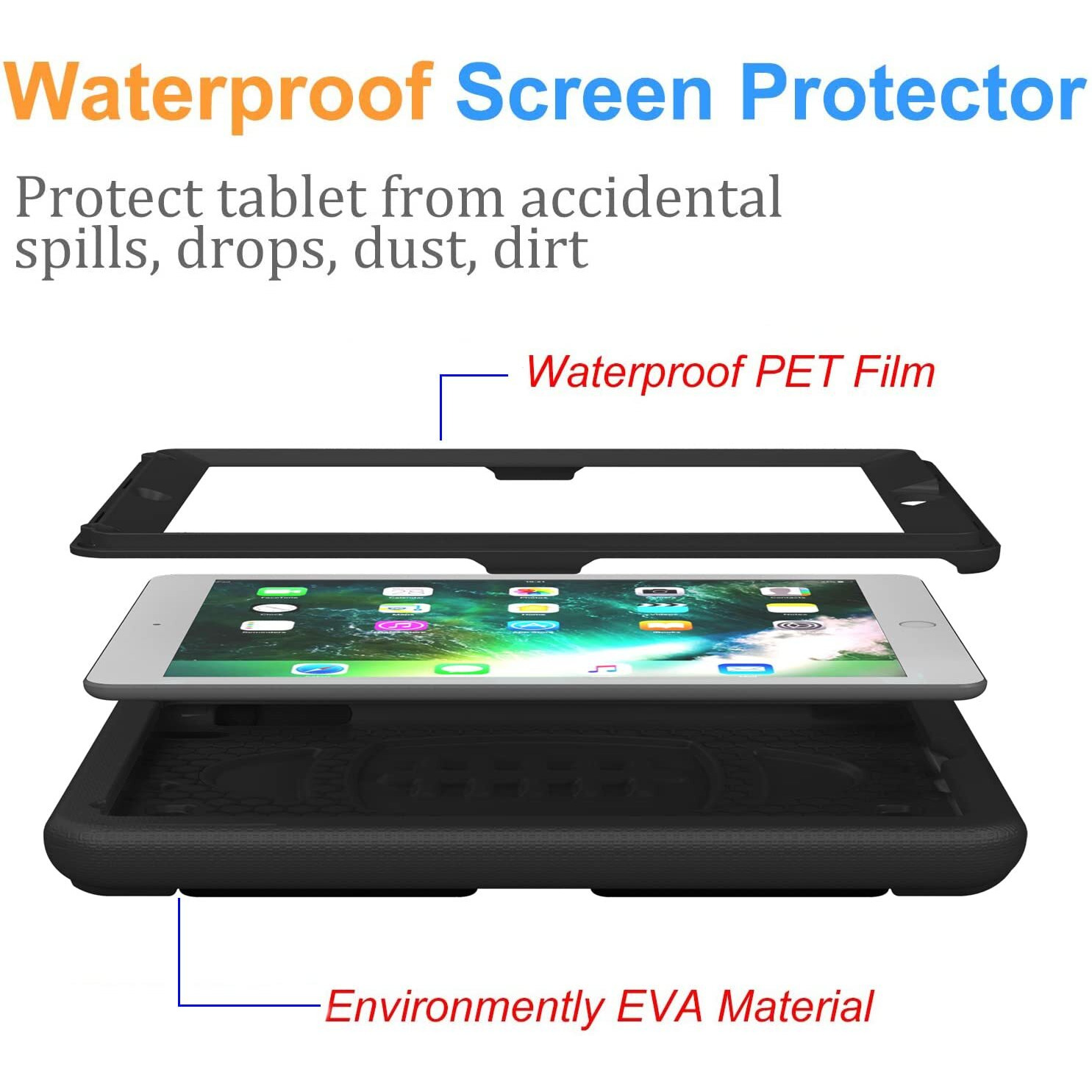 Bmouo Kids Case For Ipad 9.7 2018/2017/Ipad Air 2/1/Pro 9.7-Built-In Screen Protector Shockproof Handle Convertible Stand Case For Ipad 9.7 Inch 2018 (6Th Generation)/2017 (5Th Generation) Black