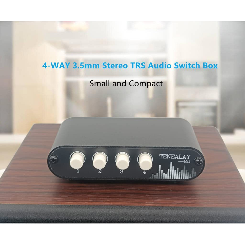 Tenealay 4 In 1 Out / 1 In 4 Out Aux 3.5Mm Stereo Audio Input Signal Source Switcher  4-Way Switch Selector Splitter Box M41