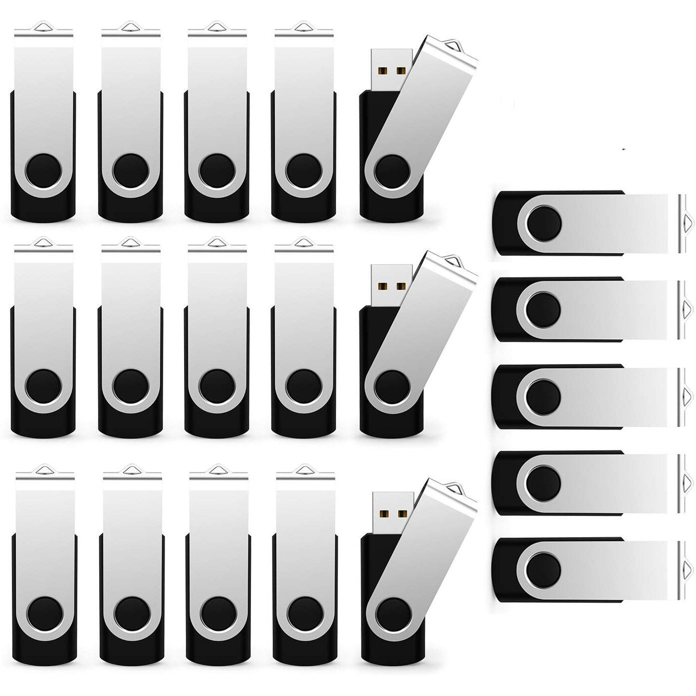 Usb Flash Drive 1Gb 20 Pack  Bulk Usb 2.0 Flash Drives Thumb Drive Swivel Memory Stick Jump Drive Pen Drive 1 Gig 20 Pieces