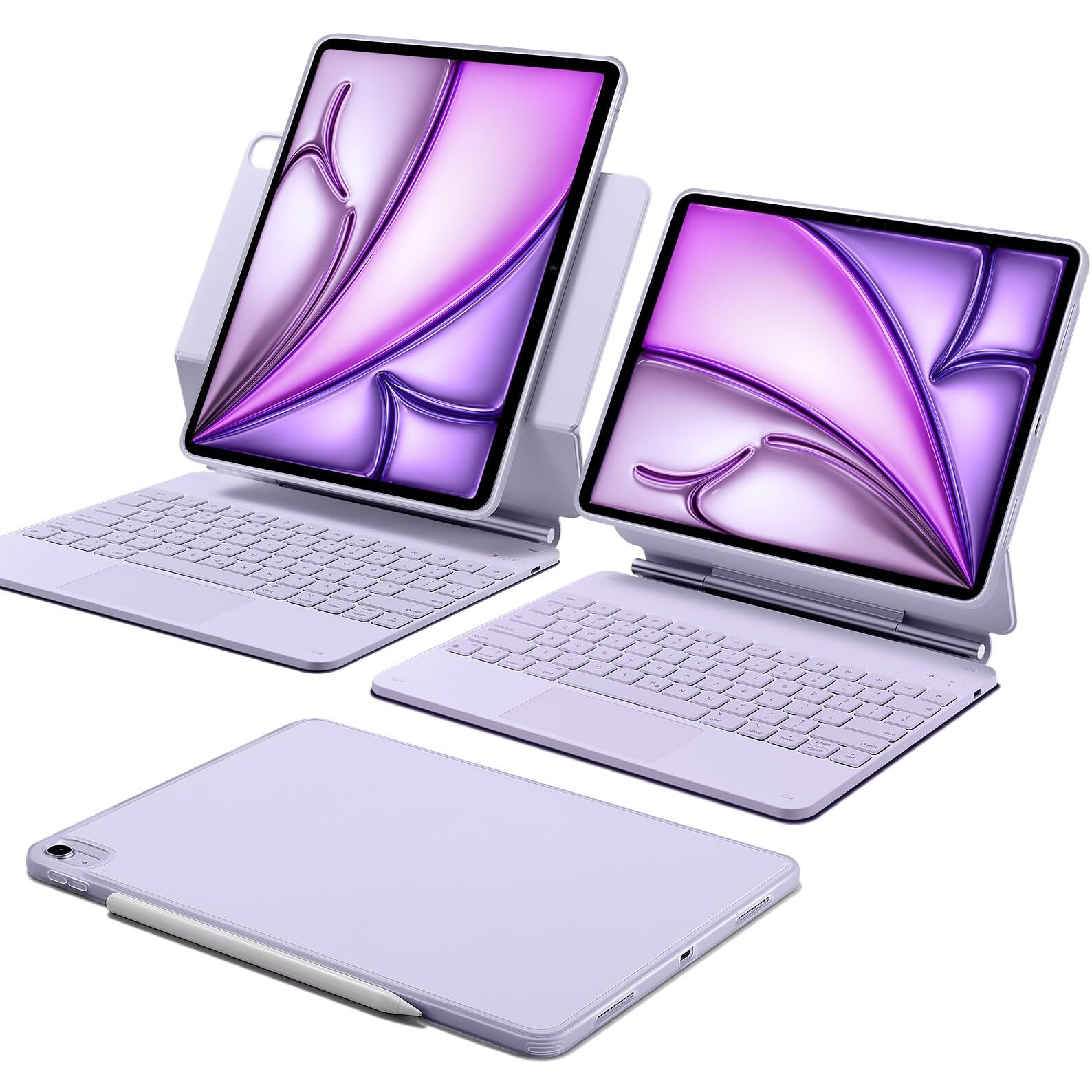 Esr Ipad Air 13 Inch Keyboard (M2  2024)  Ipad Air 13 Inch Case With Keyboard  Easy-Set Magnetic Stand  Portrait/Landscape Mode  Removable Case With Multi-Touch Trackpad  Rebound 360 Series  Purple