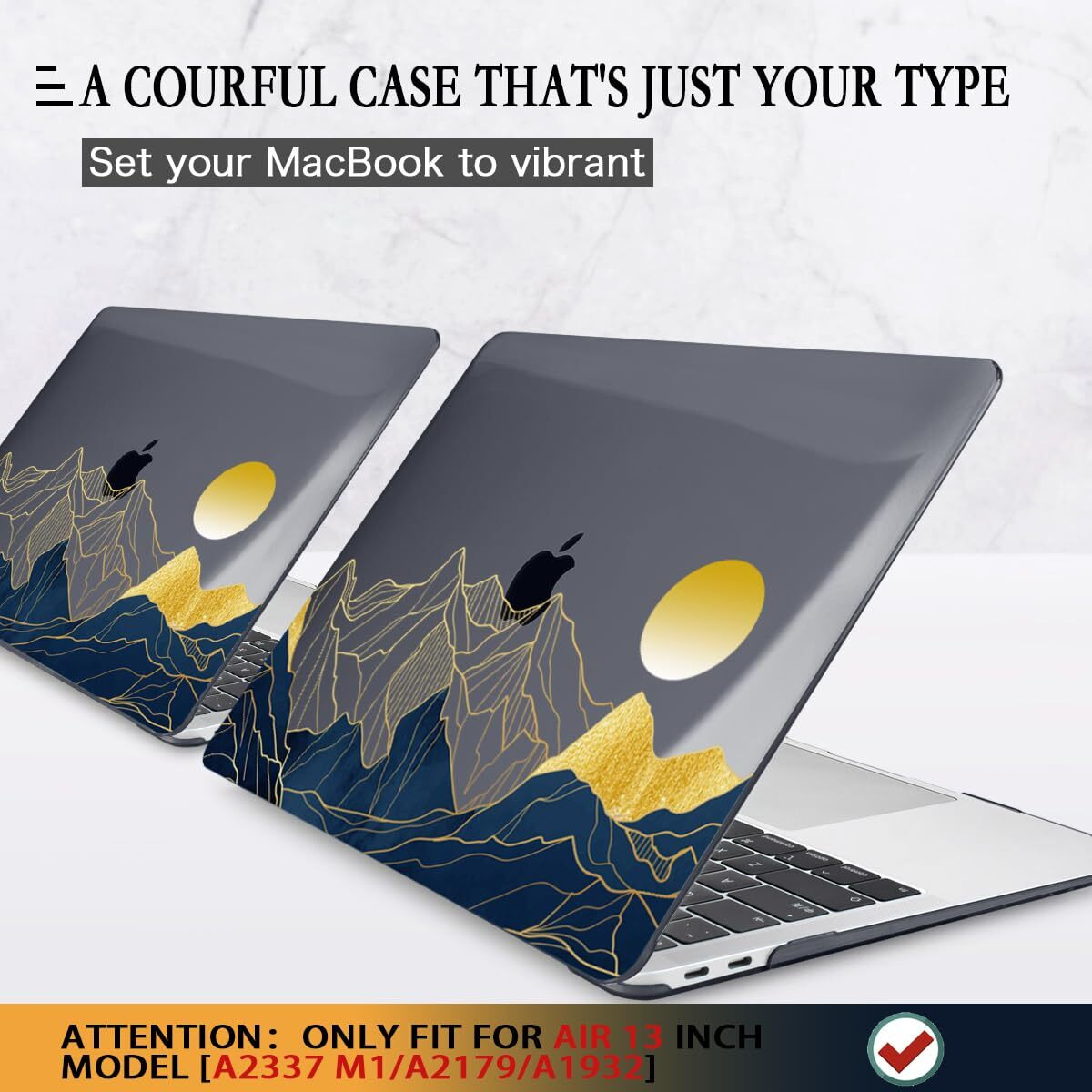 Cissook For Macbook Air 13 Inch Case A2337 M1 A2179 A1932 Model 2021-2018 Released  13 Inch Hard Shell Cover With Keyboard Cover For Macbook Air 13 M1 Case With Touch Id - Mountain & Raised Sun