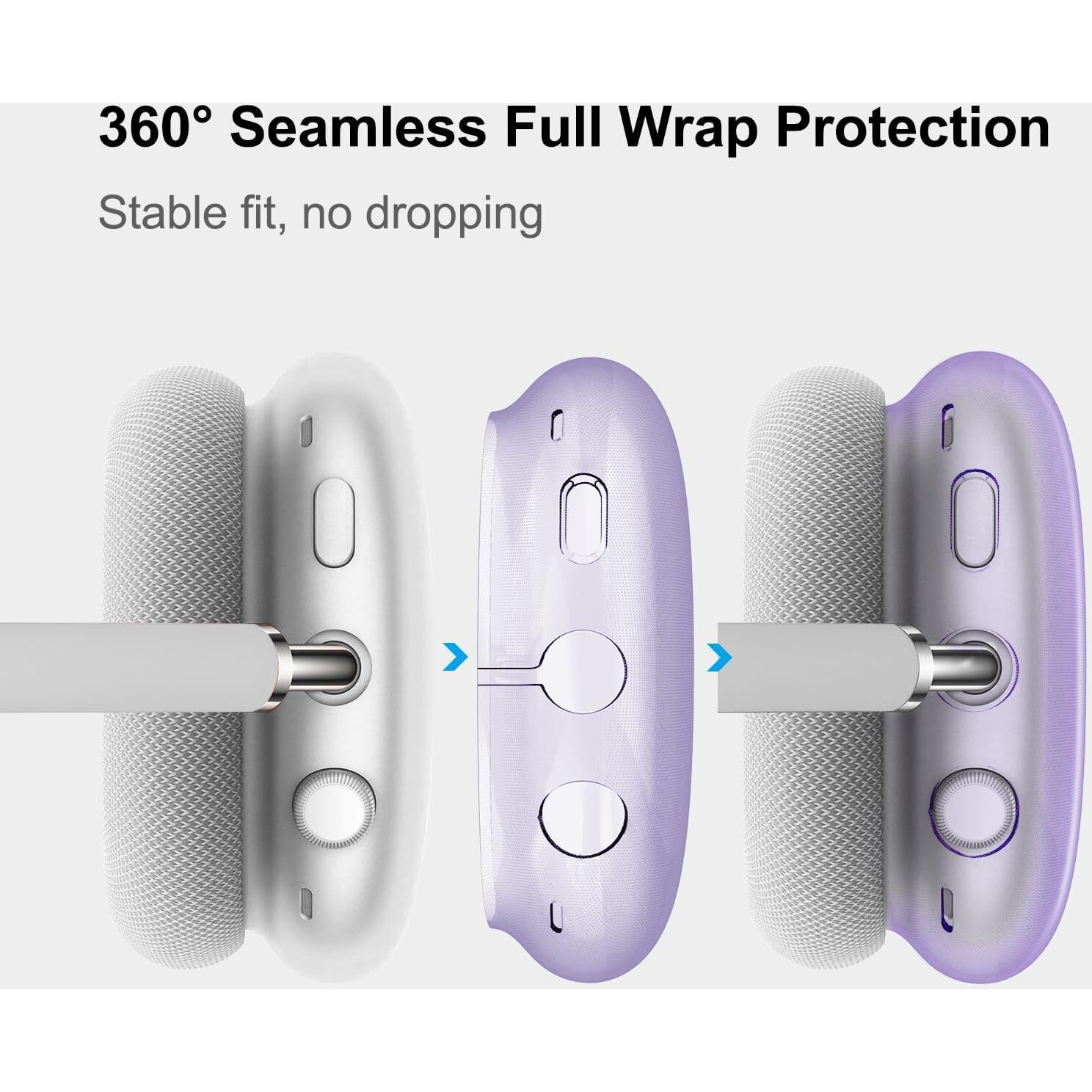 Moloppo Case Cover For Airpods Max Headphones  Clear Purple Soft Tpu Skin Anti-Scratch  Transparent Accessories Ultra Protective Cover For Apple Airpods Max Clear Purple