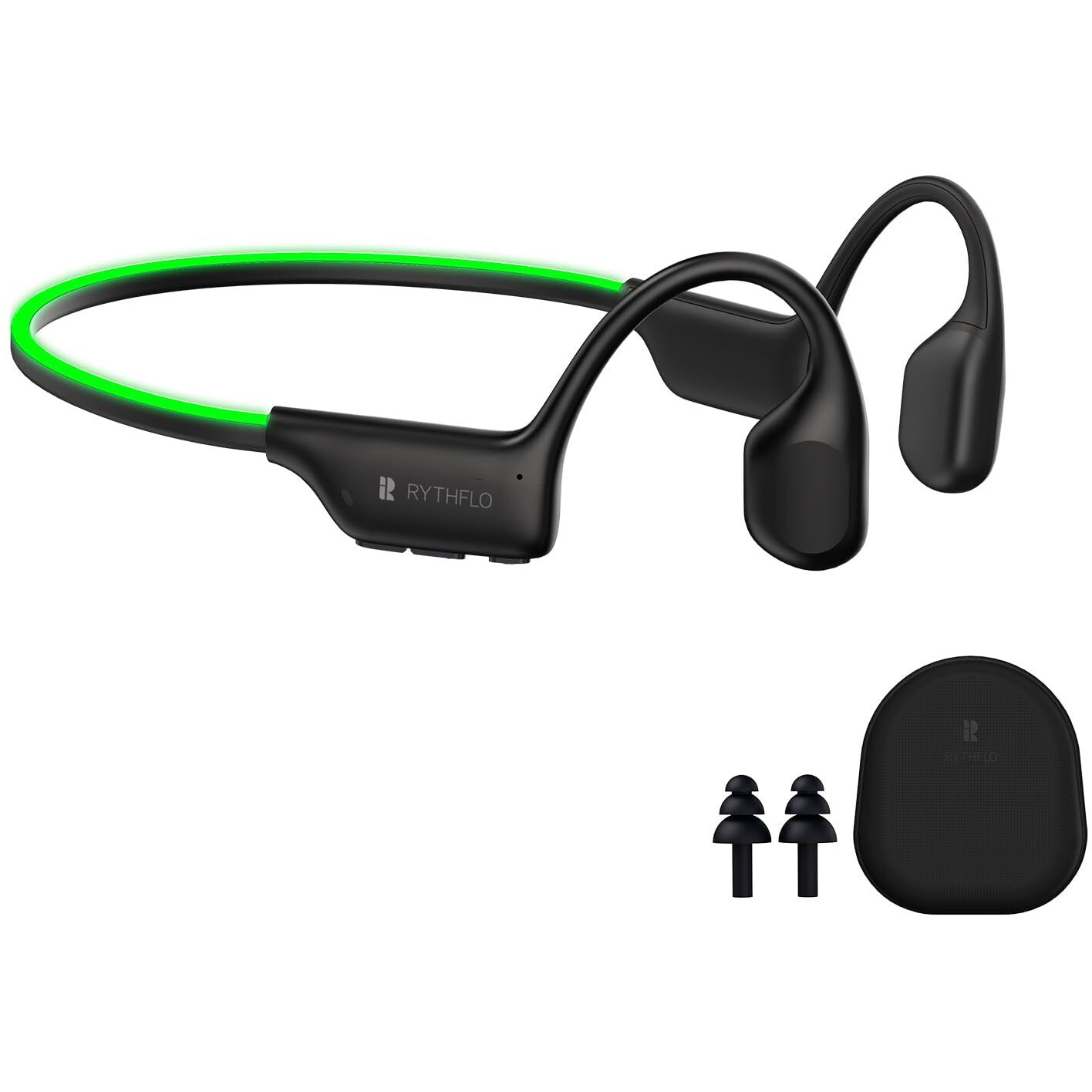 Rythflo Bluetooth 5.3 Headphones  Bone Conduction Headphones W/Mic Open Ear Wireless Earbuds W/Light Bar For Running  Ipx7 Waterproof 32Gb Mp3 For Cycling  8Hrs Playtime Earphones For Sports Workouts