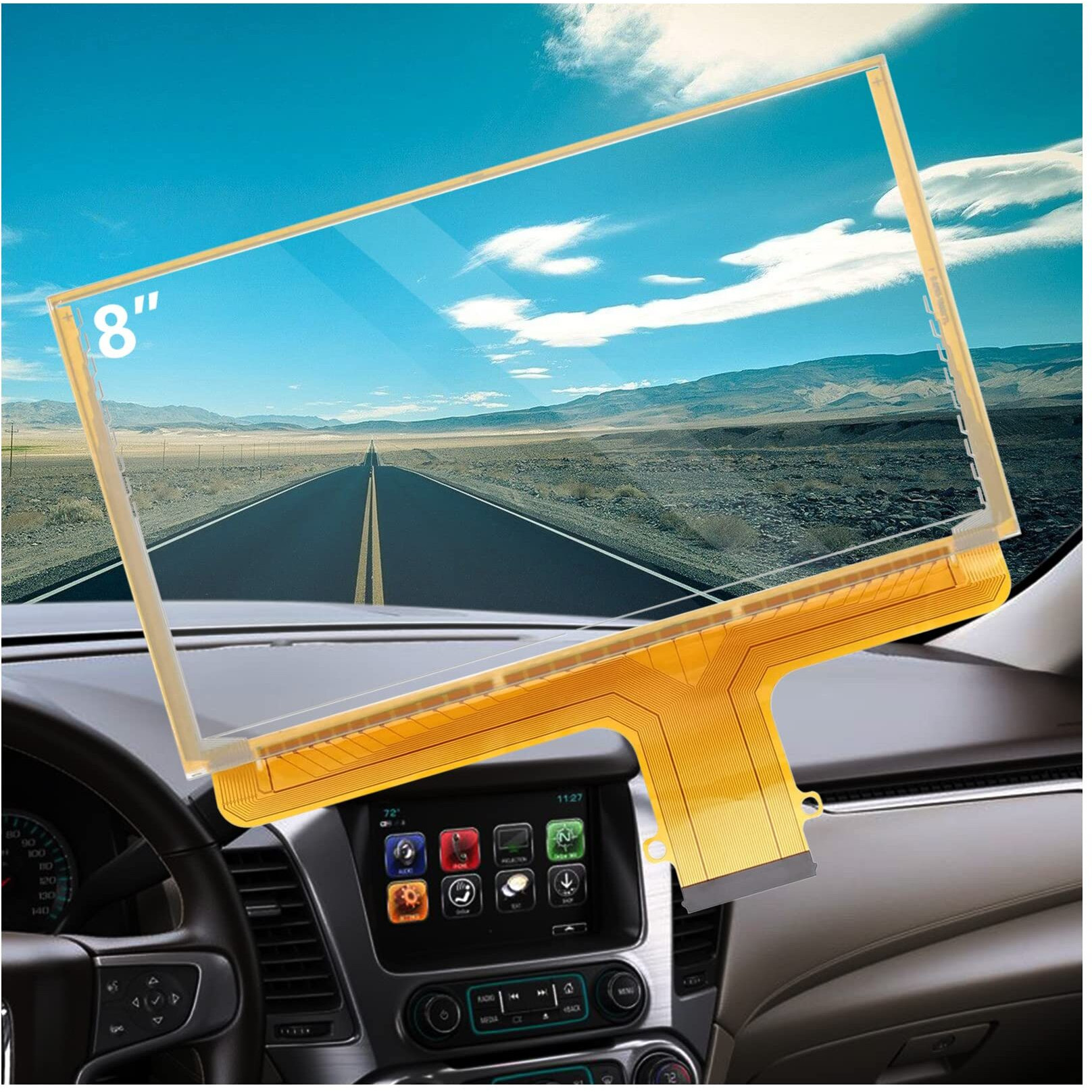 Fit Gmc 8"" Touch Screen - Lcd Display Touch Screen Replacement New Oem Compatible With 2015-2018 Chevrolet Silverado Suburban Tahoe & Gmc Yukon Sierra Replace Dj080Pa-01A (Touch Screen Without Lcd)