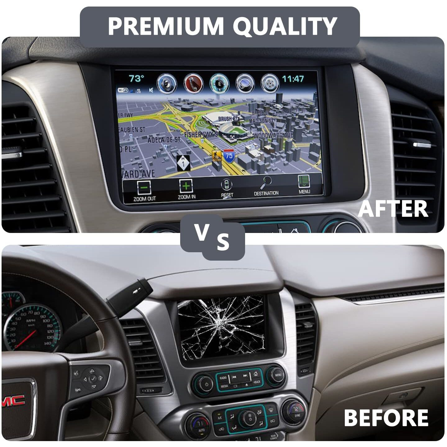 Fit Gmc 8"" Touch Screen - Lcd Display Touch Screen Replacement New Oem Compatible With 2015-2018 Chevrolet Silverado Suburban Tahoe & Gmc Yukon Sierra Replace Dj080Pa-01A (Touch Screen Without Lcd)