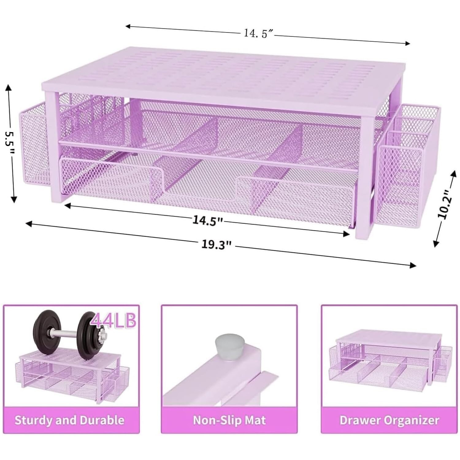Gianotter Monitor Stand With Drawer And Pen Holder  Desk Organizers And Accessories  2-Tier Monitor Riser  Ideal For Office Supplies Desk Accessories(Purple)