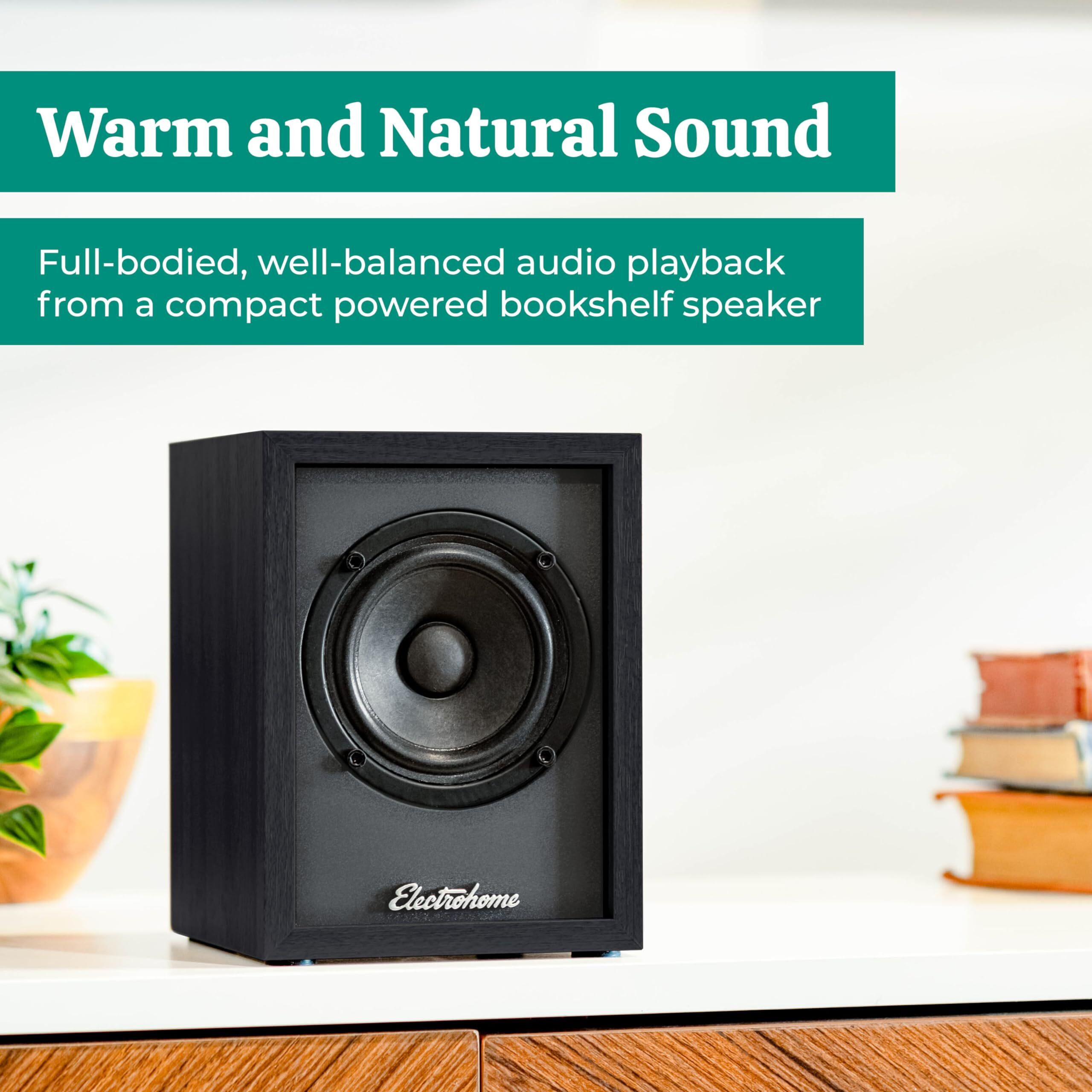 Electrohome Huntley Powered Bookshelf Speakers With Built-In Amplifier And 3"" Drivers For Turntable  Tv  Pc And Wireless Music Streaming Featuring Bluetooth 5  Rca And Aux (Eb10B)