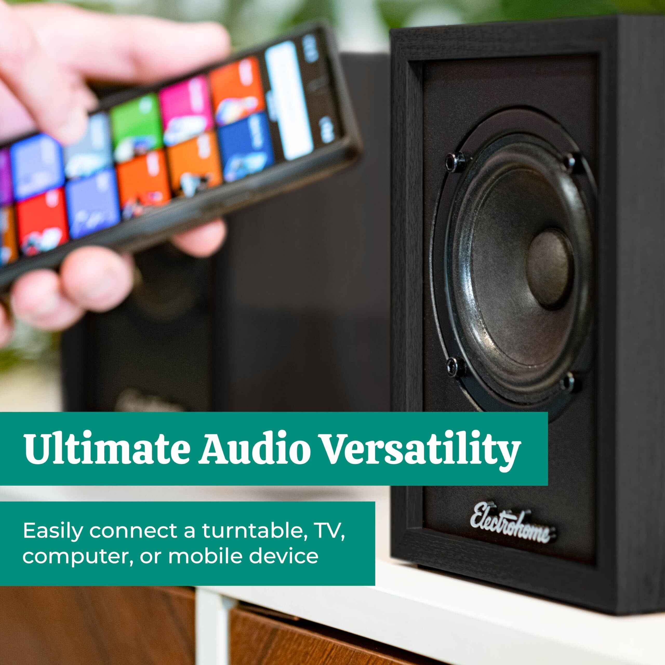 Electrohome Huntley Powered Bookshelf Speakers With Built-In Amplifier And 3"" Drivers For Turntable  Tv  Pc And Wireless Music Streaming Featuring Bluetooth 5  Rca And Aux (Eb10B)