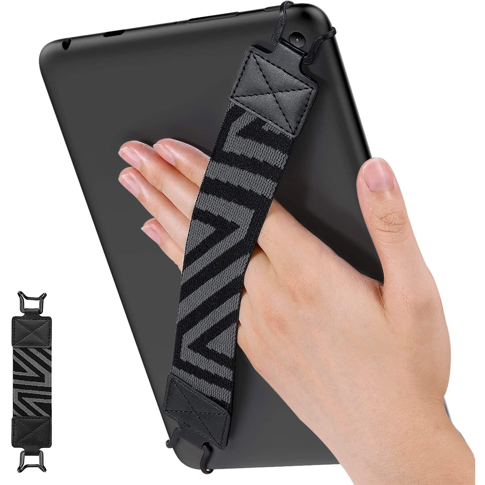 Moko Security Hand-Strap For 9-11 Inch Tablet  Ipad/Ipad Pro/Ipad Air/Kindle Fire Hd/Samsung  High-Elasticity Versatile Hand Strap Lightweight Finger Grip Holder  Black
