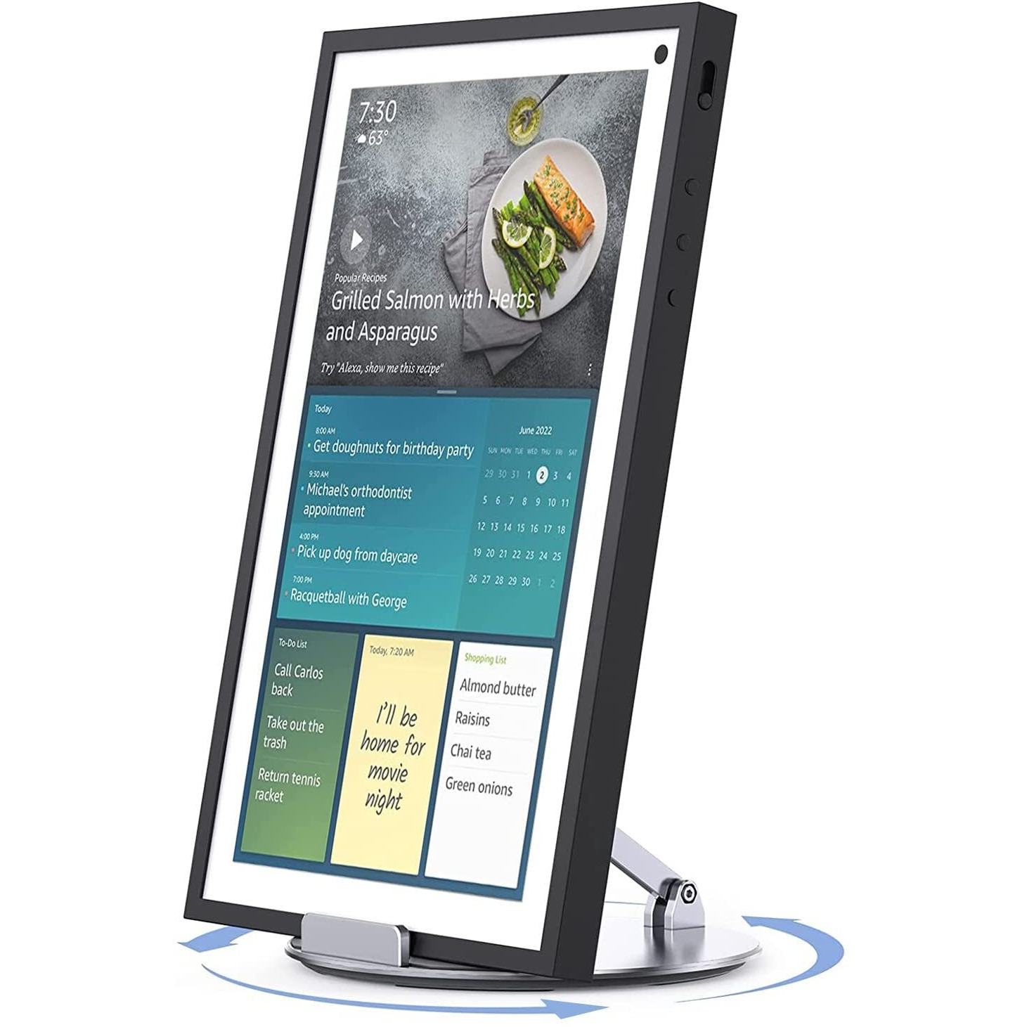 Almoz Swivel And Tilt Stand For Echo Show 15  Aluminum Stand For Show 15.6"" Smart Display And Up To 18"" Ipad/Tablets  With 360 Degree Rotating Base  Viewing Angle Adjustable  No Need Mounting