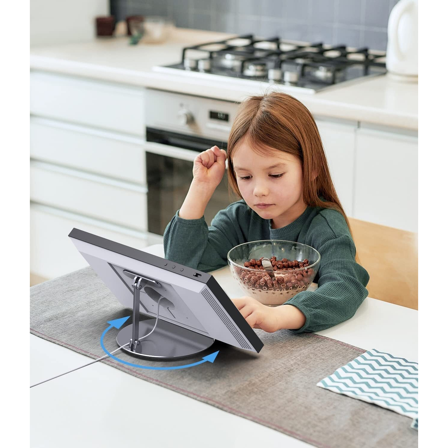 Almoz Swivel And Tilt Stand For Echo Show 15  Aluminum Stand For Show 15.6"" Smart Display And Up To 18"" Ipad/Tablets  With 360 Degree Rotating Base  Viewing Angle Adjustable  No Need Mounting