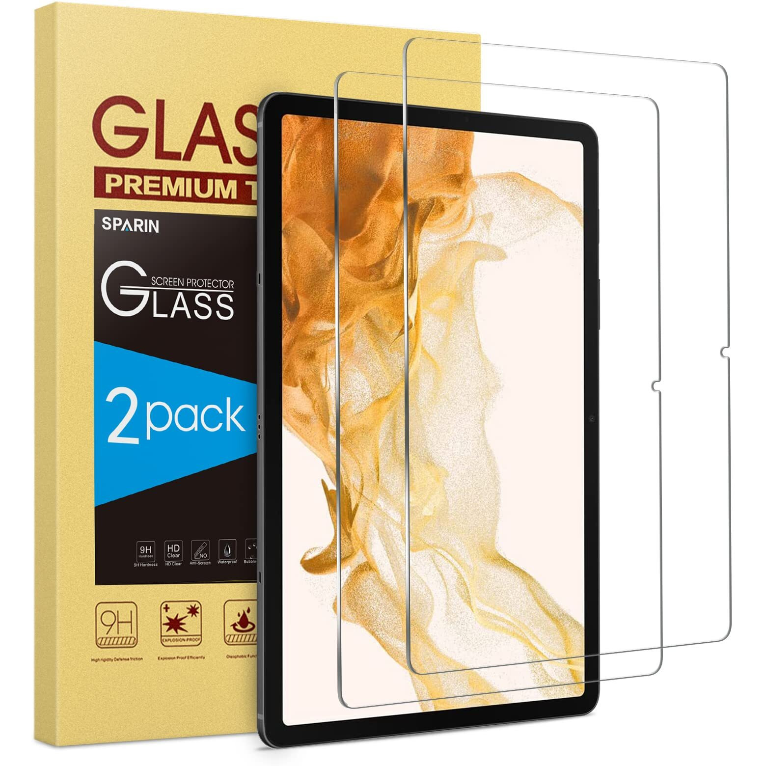 Sparin 2 Pack Screen Protector For Samsung Galaxy Tab S9 Plus 2023/Tab S7 Fe 5G/Tab S8 Plus/Tab S7 Plus (12.4 Inch)  Case Friendly  Tempered Glass S Pen Compatible