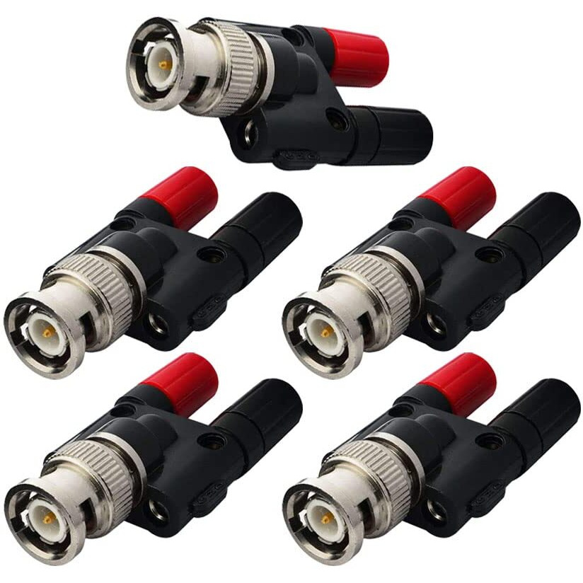 Onelinkmore Bnc Male Plug To 2X 4Mm Dual Banana Female Jack Socket Binding Post Rf Coax Coaxial Splitter Connector Bnc Banana Adapter For Hf Radio Antennas Oscilloscope Dvm Pack Of 5