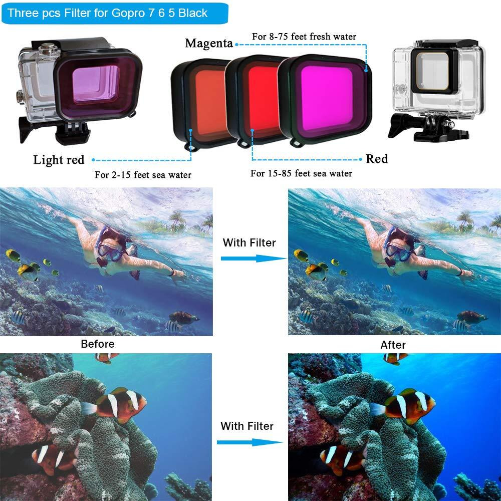 Husiway 68-In-1 Accessory Kit For Gopro Hero 7 6 5 Black Gopro7 Action Camera Filter Frame Waterproof Housing Case Bundle 60A