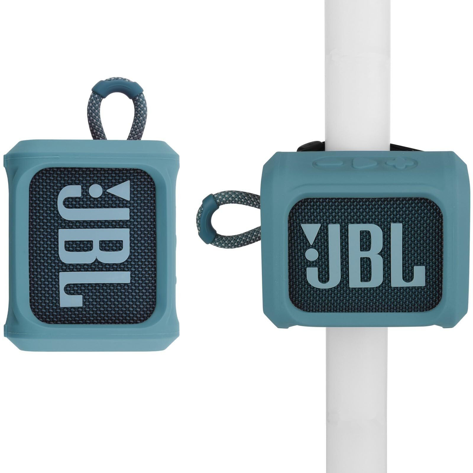 Txesign Silicone Case For Jbl Go 3 Portable Speaker With Removable Strap For Bike Golf Cart Travel Carrying Case Protective Sleeve Speaker Cover (Sky Blue)