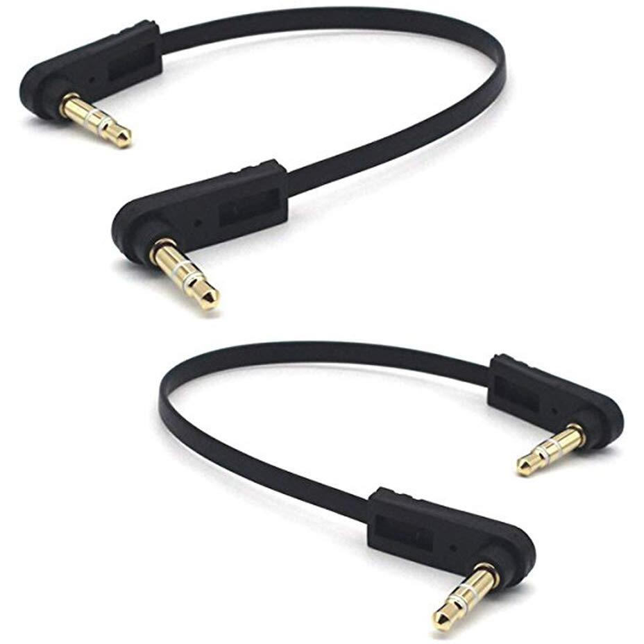 Kework 3.5Mm Audio Cable  2-Pack 15Cm 1/8"" 3.5Mm Trs Male To Trs Male Stereo Jack Audio Cable Aux Cord For Headphone  Car Stereo  Home Stereo And More (Double Angle)