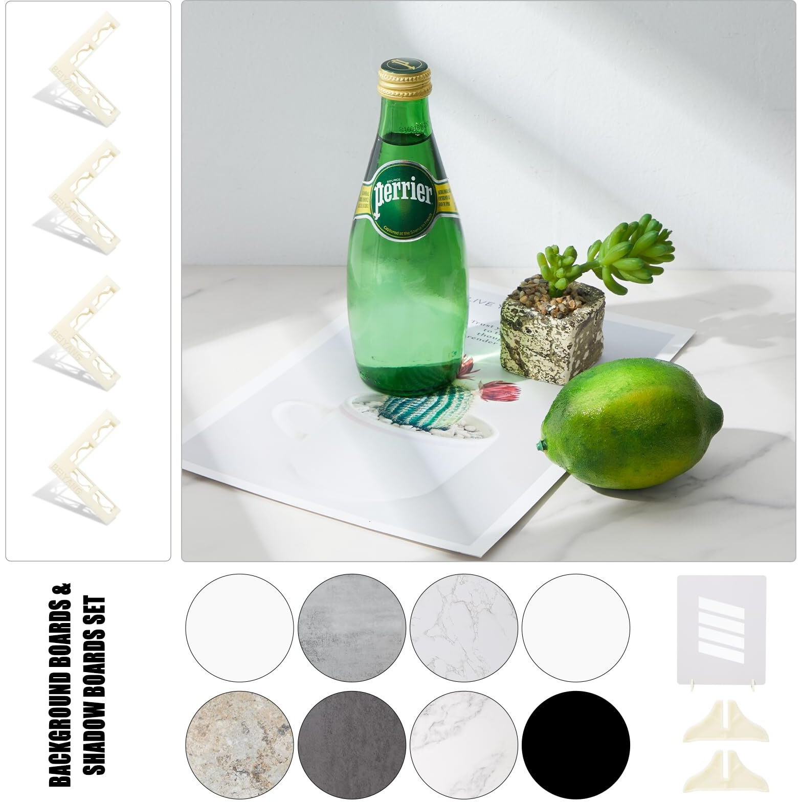Beiyang 4Pcs 16X16 Inch Backdrop Boards And 1Pcs 15X19 Inch Window Shadow Pane  Perfect Backdrop Kit For Small Product Such As Food Drink Make-Up Flower  Durable Waterproof
