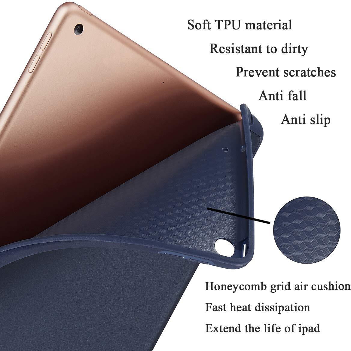 Siwengde Compatible For Apple Ipad 9.7 Case 2018 Ipad 6Th Generation Cases/2017 Ipad 5Th Generation Case With Pencil Holder  Slim Soft Silicone Smart Trifold Stand Protective Cover(Dark Blue)