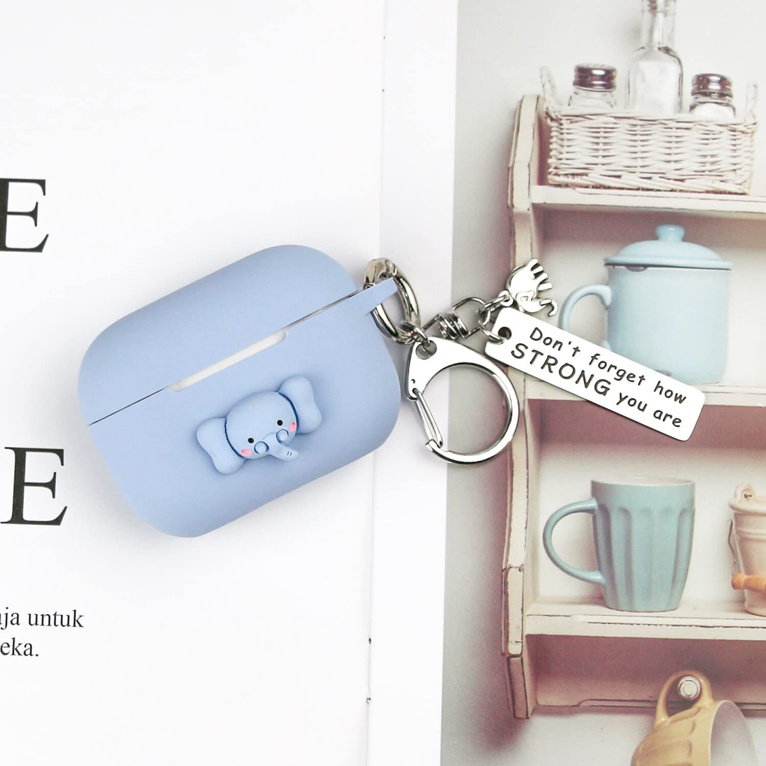 Wonhibo For Airpod Pro Case  Cute Kawaii Cover For Airpod Pro 2019 With Keychain For Women (Elephant)