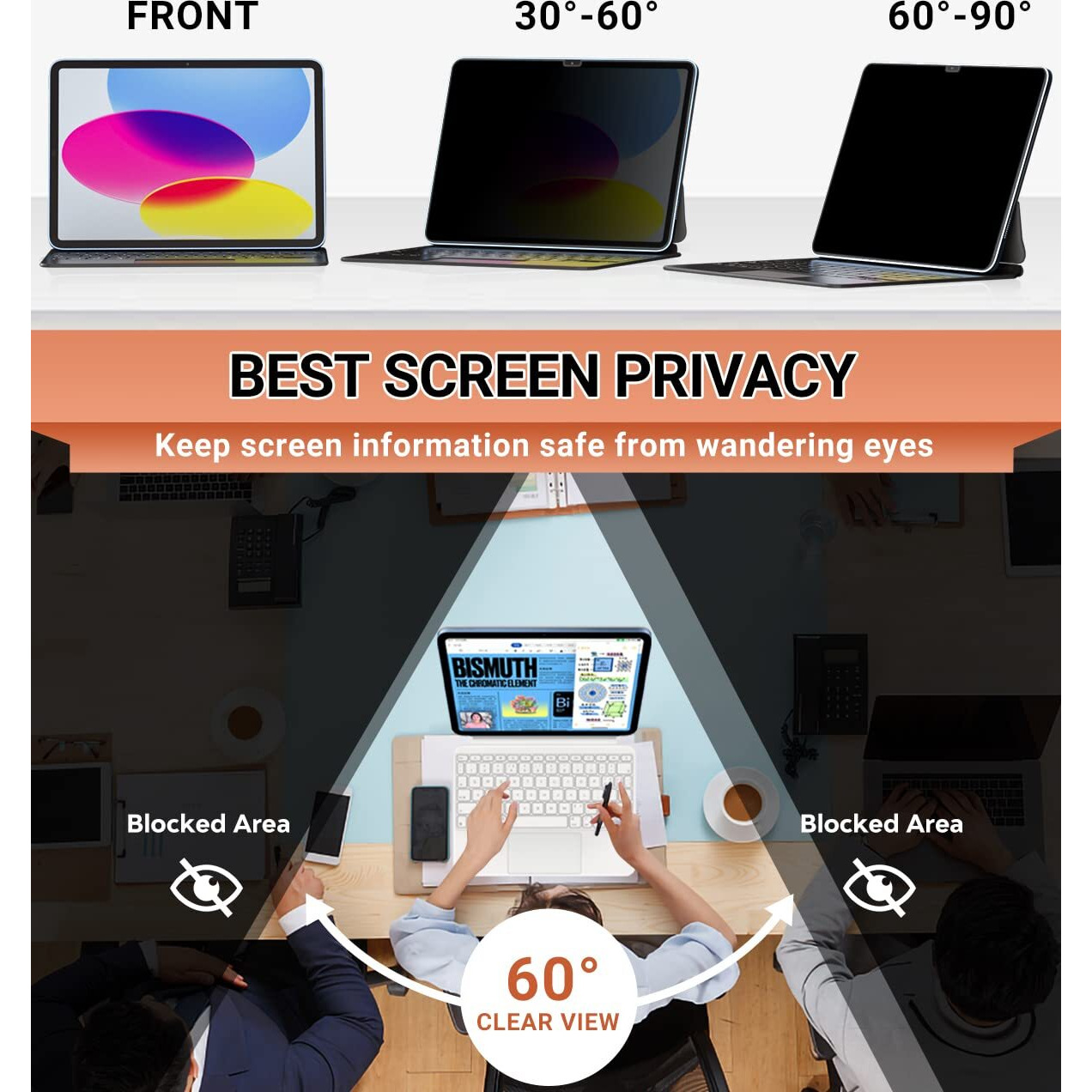 Filmext Privacy Screen Protector For Ipad 10Th Generation 10.9 Inch 2022 A2696/A2757/A2777  Anti-Spy Anti Blue Light Glare Privacy Filter  Anti-Scratch Matte Pet Screen For Ipad 10Th Gen 2022