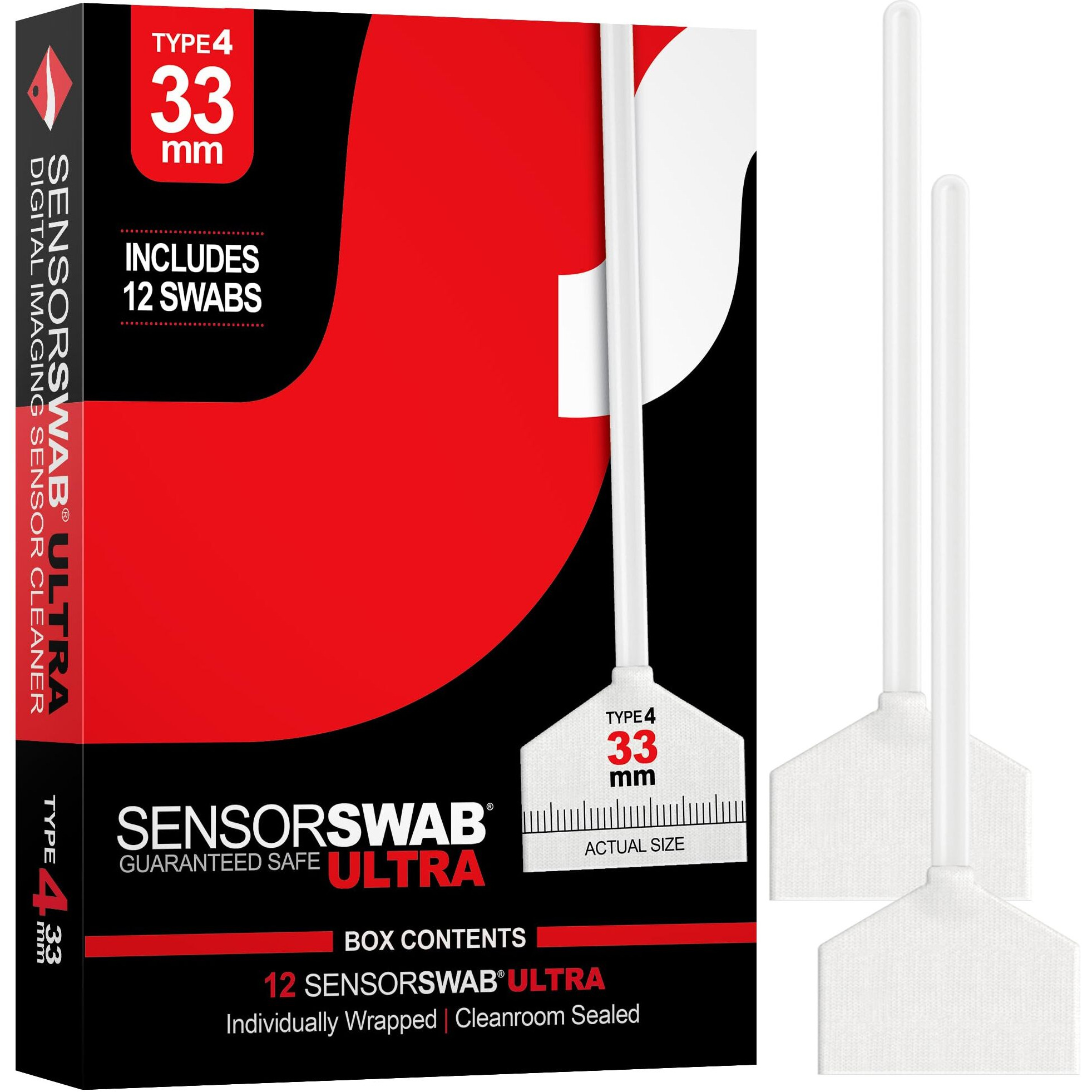 Photographic Solutions Sensor Swab Ultra 33Mm Type-4 Digital Imaging Sensor Cleaner Swabs For Cleaning Medium Format Mirrored Or Mirrorless Cameras. Sensor Dust & Oil Remover (Pack Of 12)