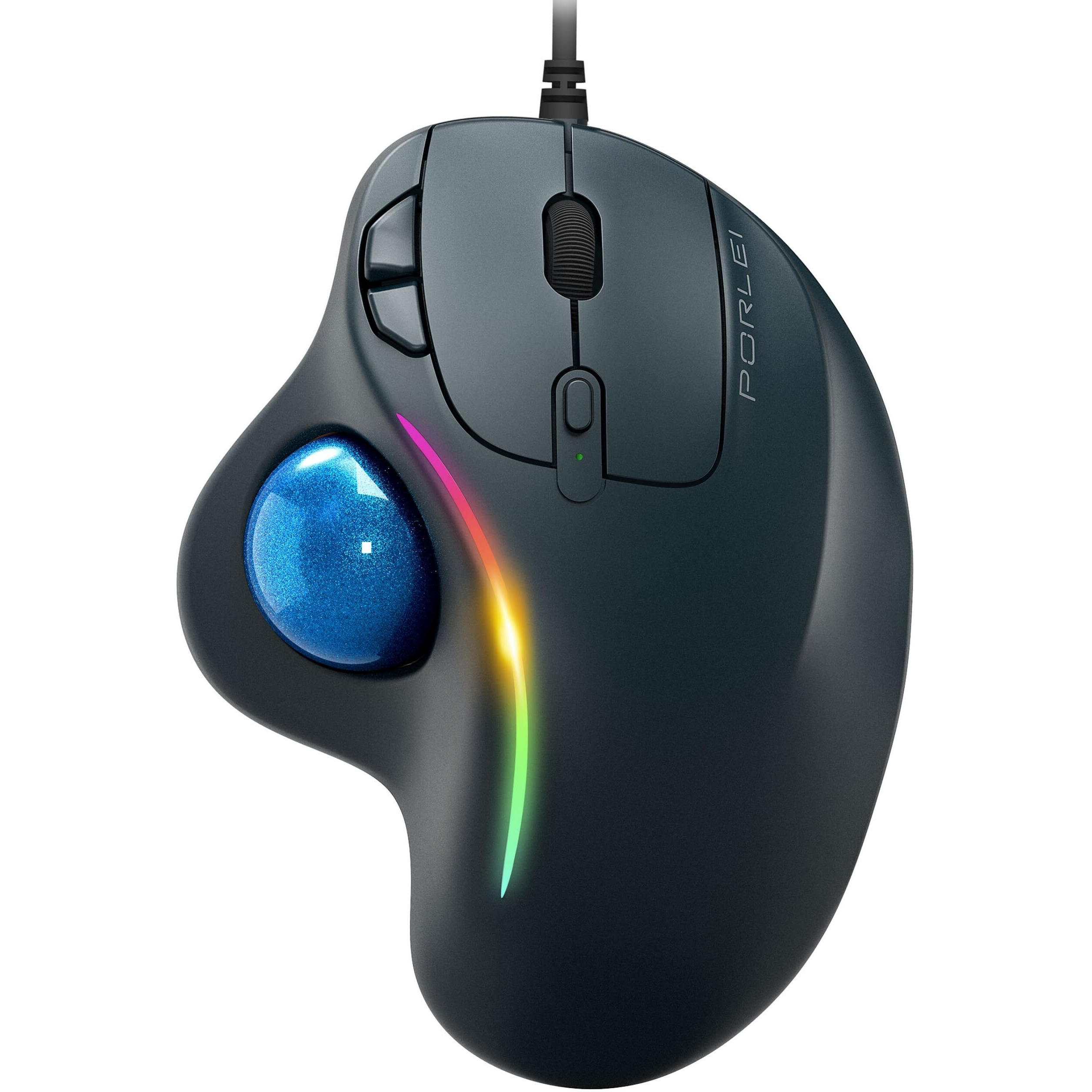 Trackball Mouse Wired  Ergonomic Comfort Design Reduces Muscle Strain  Usb Plug&Play  Easy Thumb Control  Precision Tracking With 5 Adjustable Dpi  Rgb Rollerball Mouse Compatible For Pc  Mac  Windows