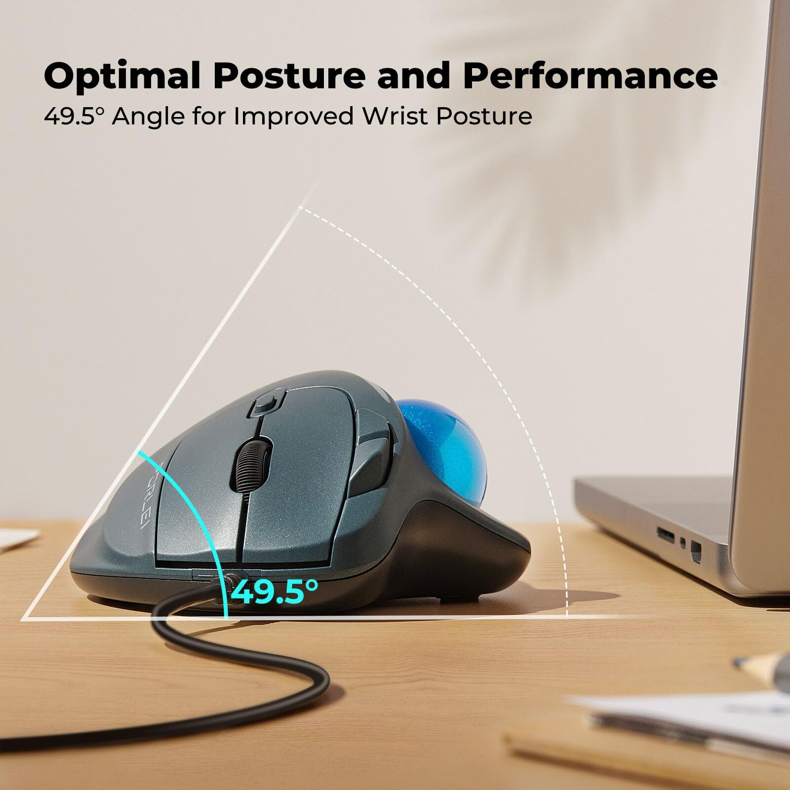 Trackball Mouse Wired  Ergonomic Comfort Design Reduces Muscle Strain  Usb Plug&Play  Easy Thumb Control  Precision Tracking With 5 Adjustable Dpi  Rgb Rollerball Mouse Compatible For Pc  Mac  Windows