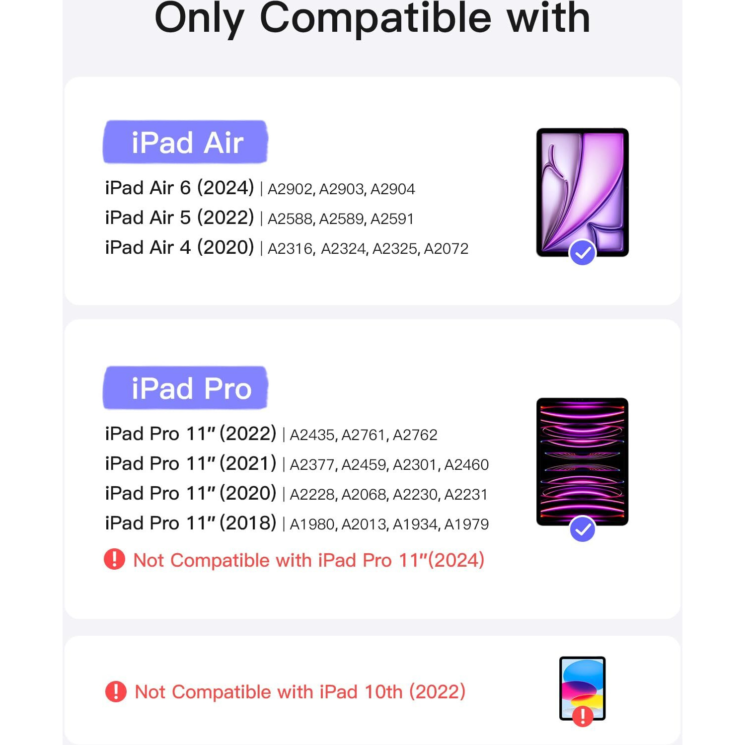 Inateck For Ipad Pro 11 Inch Case With Keyboard  Compatible With Ipad Air 6/5/4 Ipad Pro 11"" 4/3/2/1  Detachable Ipad Keyboard Case With 7-Color Backlight And Touchpad  Kb04111 Purple