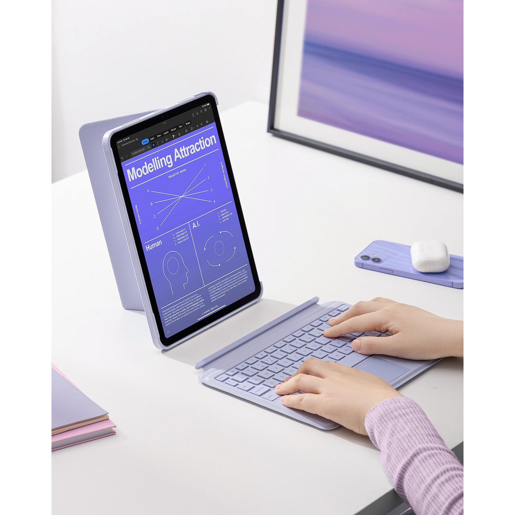 Inateck For Ipad Pro 11 Inch Case With Keyboard  Compatible With Ipad Air 6/5/4 Ipad Pro 11"" 4/3/2/1  Detachable Ipad Keyboard Case With 7-Color Backlight And Touchpad  Kb04111 Purple