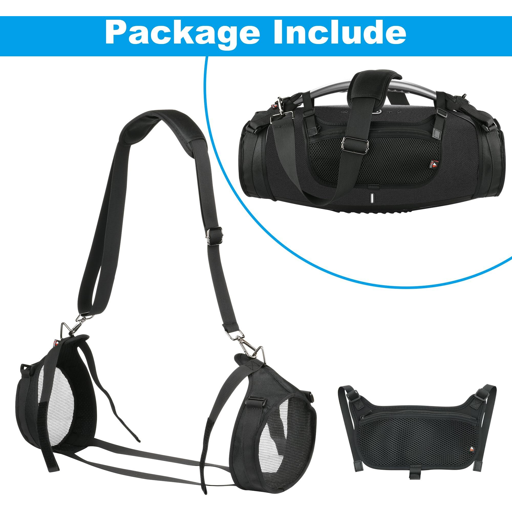 Txesign Travel Carrying Strap For Jbl Boombox 3/Boombox 3 Wi-Fi Waterproof Portable Bluetooth Speaker  Shoulder Strap With Two Side Covers Travel Carrying Pouch For Jbl Boombox 3 (Black)