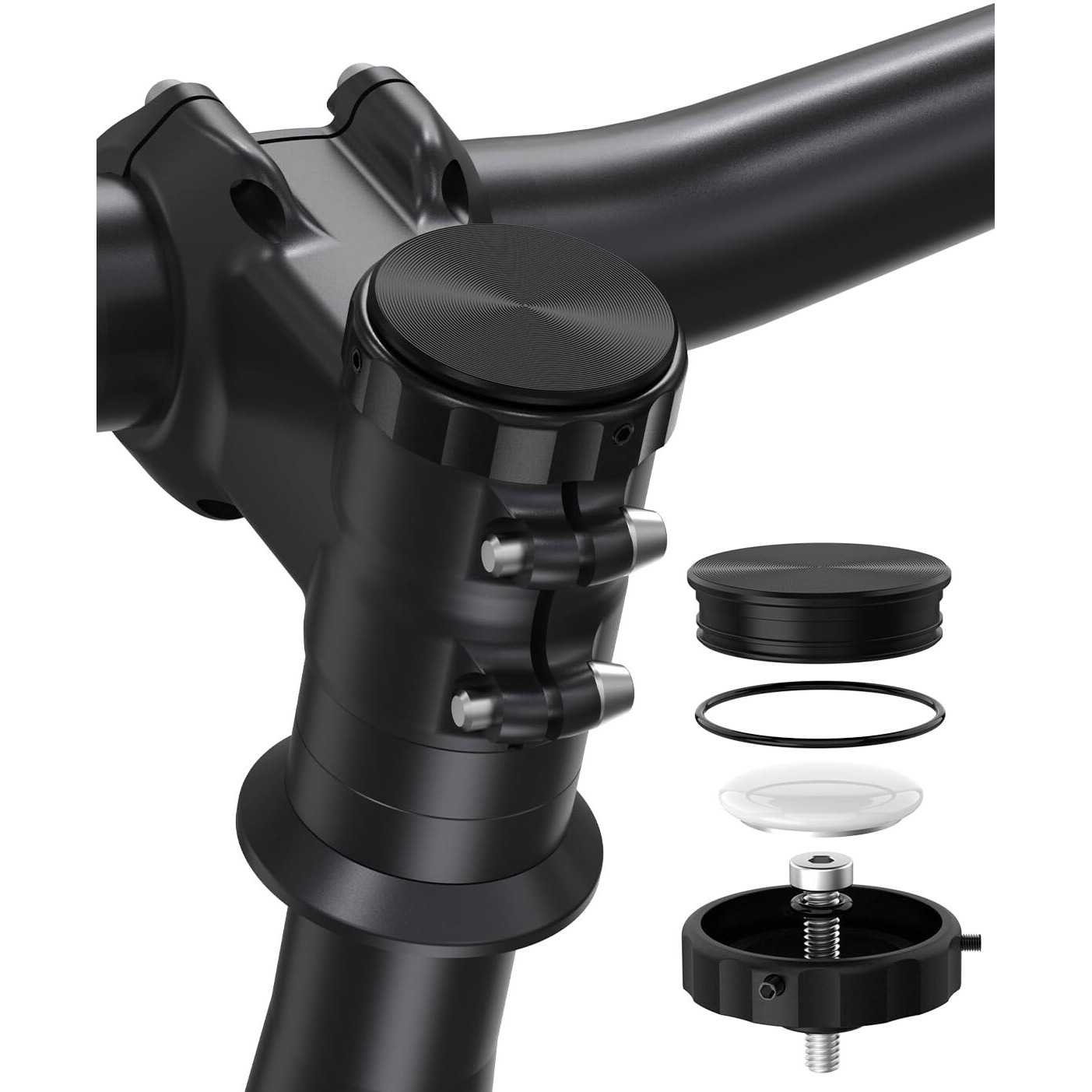Supmega Airtag Bike Mount  Hidden Bicycle Stem Cap Mount For Airtag  Anti-Theft Bike Gps Tracker Accessory Waterproof Airtag Holder For Bicycles With Headset Cap Size Of 1-1/8"" & 1-1/4""