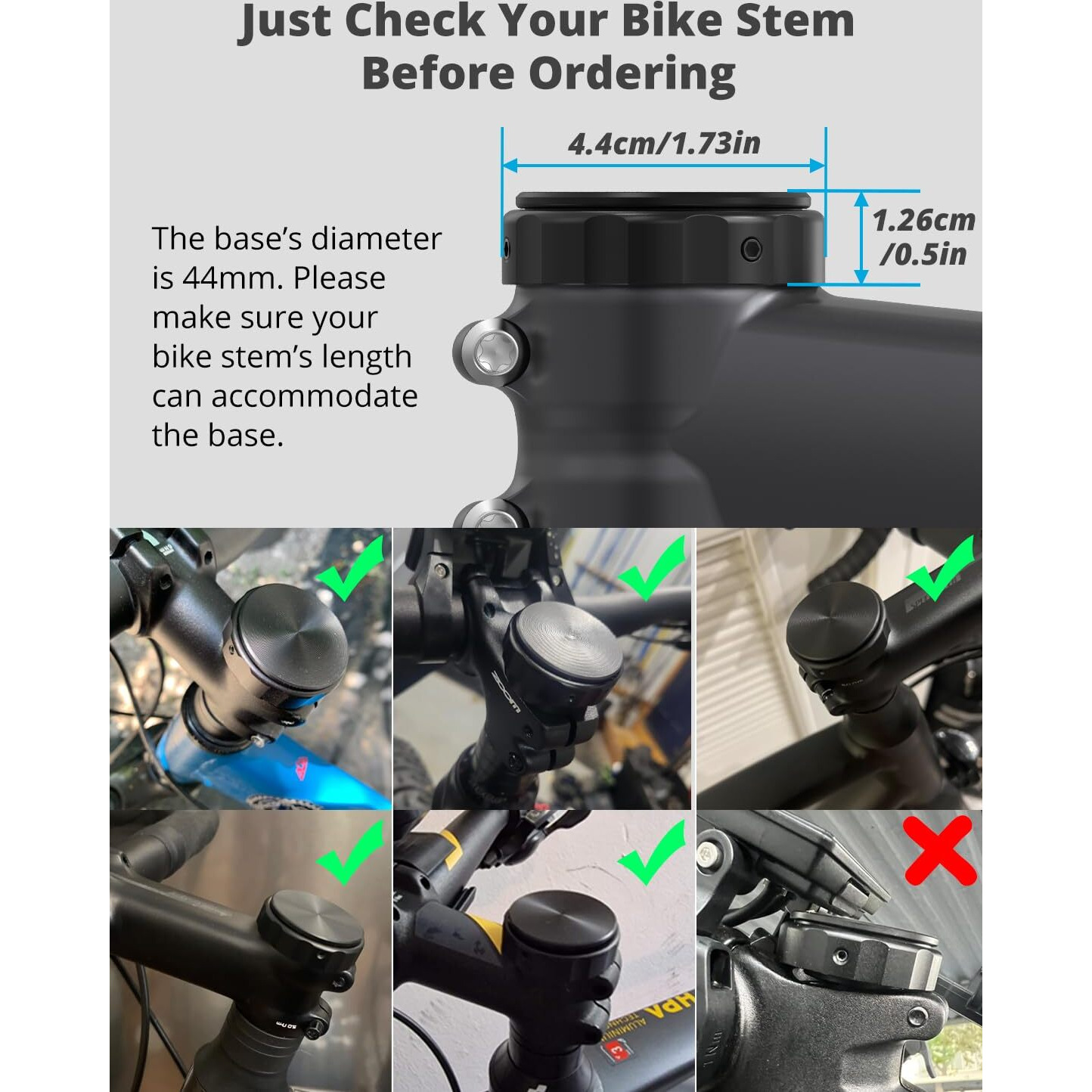 Supmega Airtag Bike Mount  Hidden Bicycle Stem Cap Mount For Airtag  Anti-Theft Bike Gps Tracker Accessory Waterproof Airtag Holder For Bicycles With Headset Cap Size Of 1-1/8"" & 1-1/4""