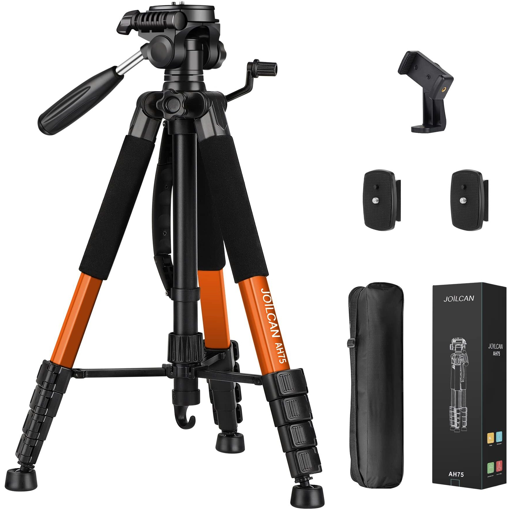 Joilcan Tripod Camera Tripods  74"" Tripod For Camera Cell Phone Video Photography  Heavy Duty Tall Camera Tripod Stand  Professional Travel Dslr Tripods Compatible With Canon Iphone  Max Load 15 Lb