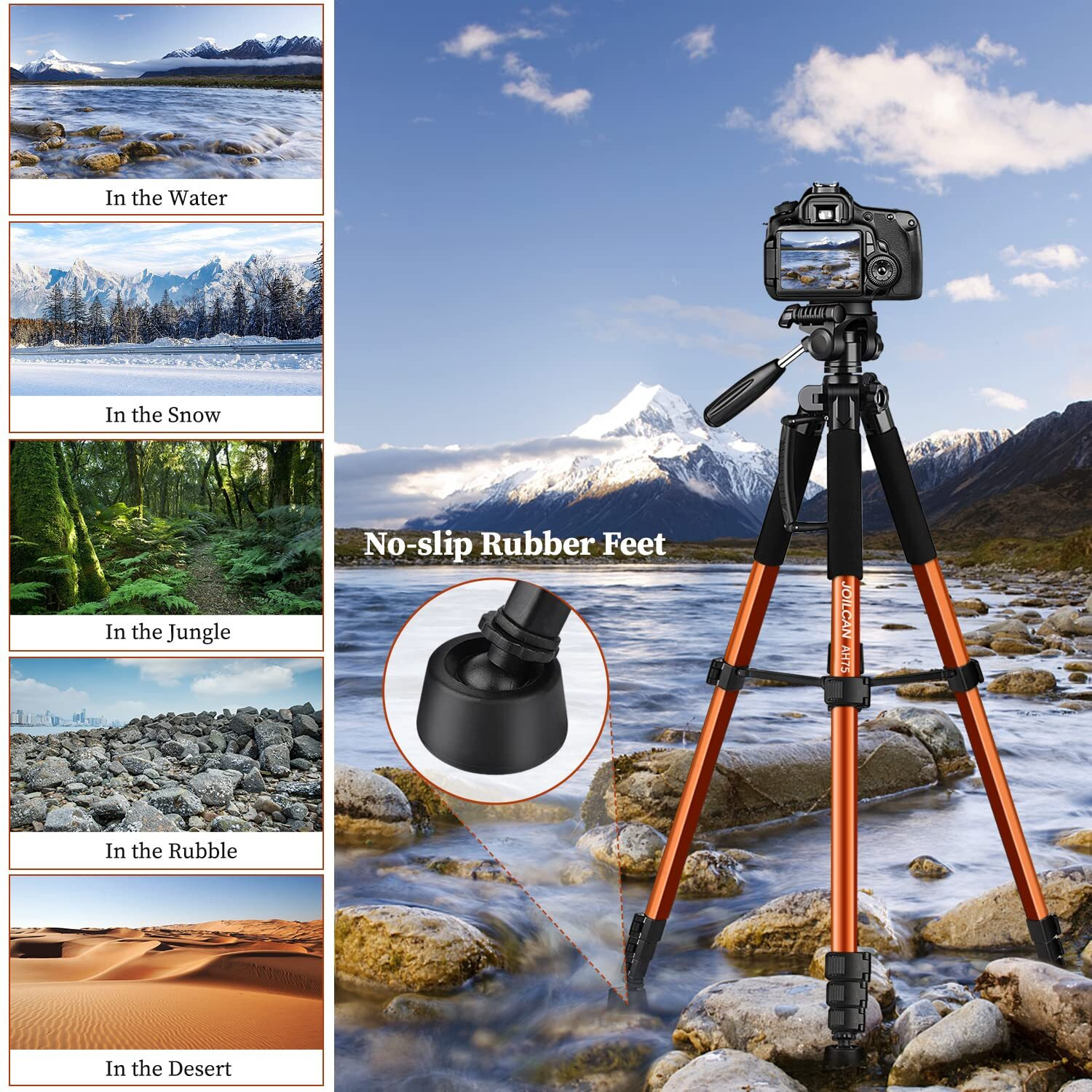 Joilcan Tripod Camera Tripods  74"" Tripod For Camera Cell Phone Video Photography  Heavy Duty Tall Camera Tripod Stand  Professional Travel Dslr Tripods Compatible With Canon Iphone  Max Load 15 Lb