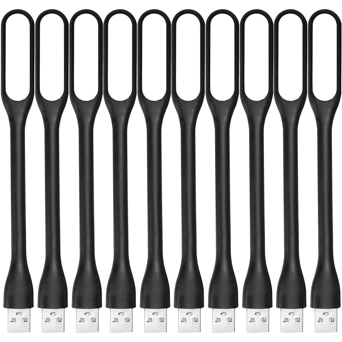 Finenic Usb Led Light Lamp For Power Bank (10 Pcs) Portable Eye Care Mini Night Light With Flexible Arm  Usb Gooseneck Reading Lamps Book Light Compatible For Desktop  Notebook Laptop (10-Black)