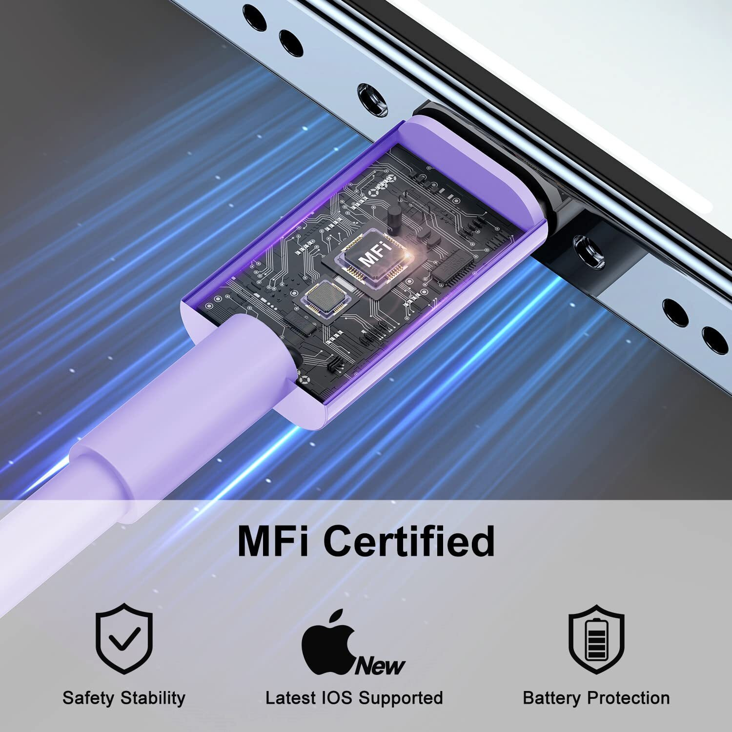 Citelect 2 Pack Fast Charger Cable  6Ft Usb-C To Lightning Cable  Mfi Certified  Purple  For Iphone14/13/12/11 Pro Max/Mini/Xr/Xs  Etc.