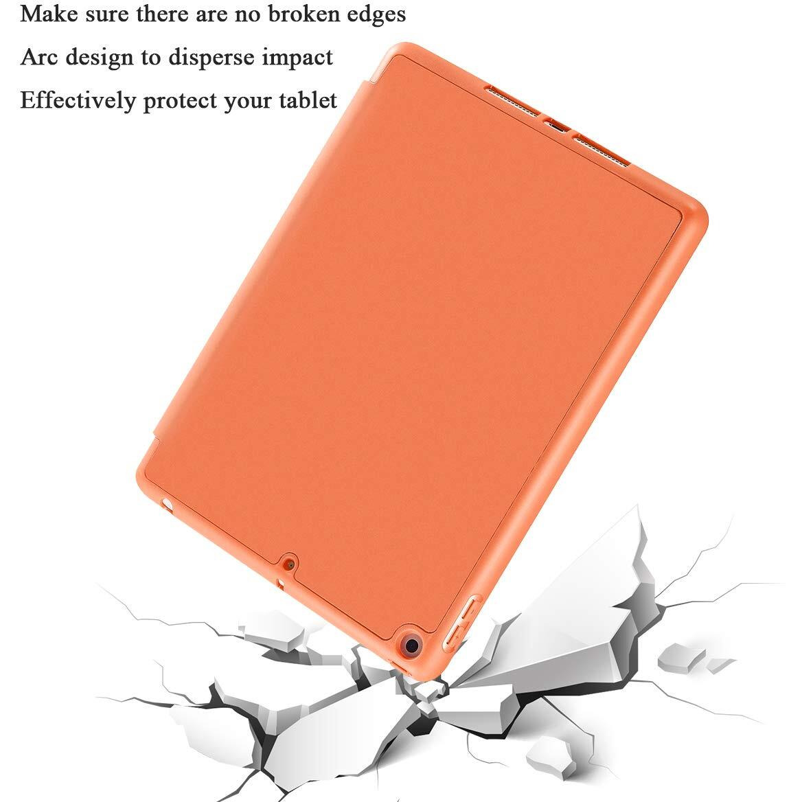Siwengde Compatible For Apple Ipad 9.7 Case 2018 Ipad 6Th Generation Cases/2017 Ipad 5Th Generation Case With Pencil Holder  Slim Soft Silicone Smart Trifold Stand Protective Cover(Orange)
