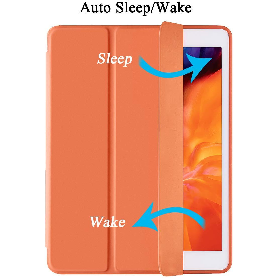 Siwengde Compatible For Apple Ipad 9.7 Case 2018 Ipad 6Th Generation Cases/2017 Ipad 5Th Generation Case With Pencil Holder  Slim Soft Silicone Smart Trifold Stand Protective Cover(Orange)