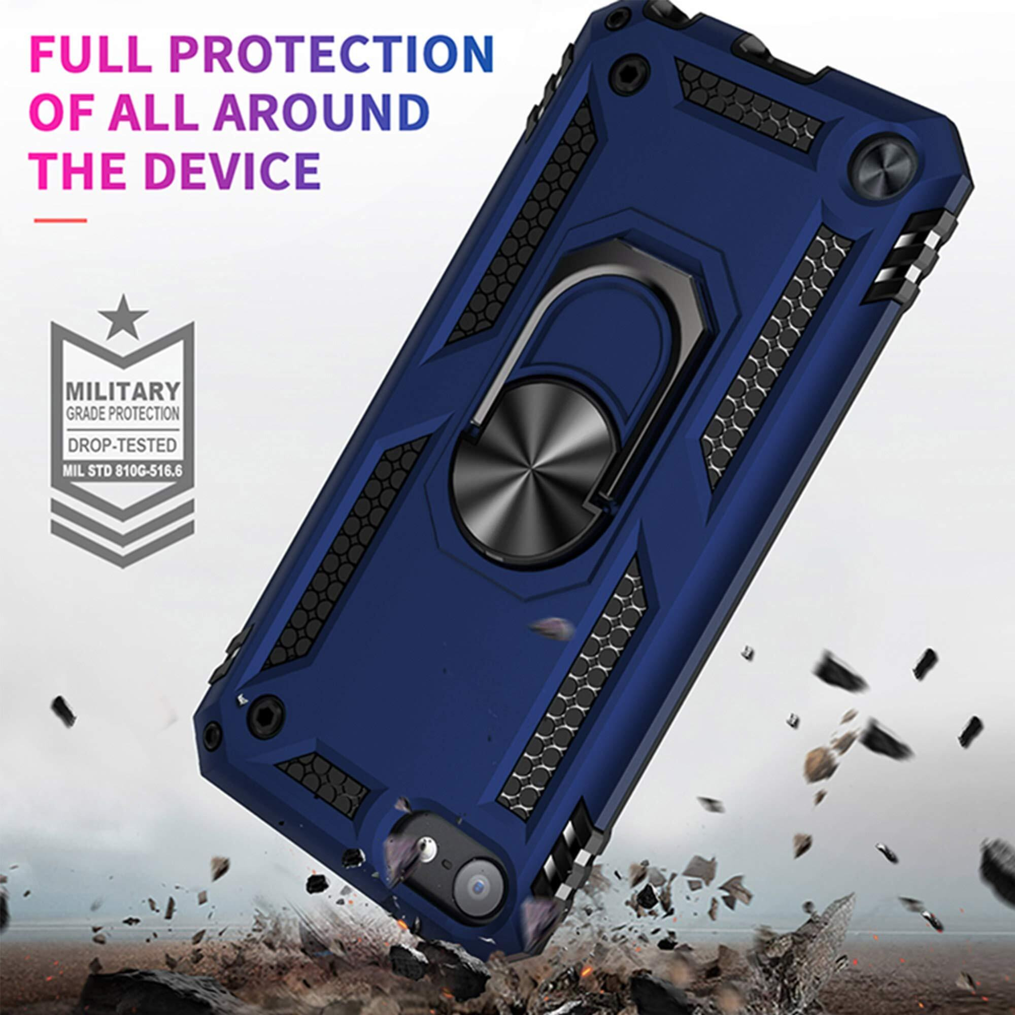 Ulak Compatible With Ipod Touch 7 Case/Ipod Touch 6 Case With 2 Hd Screen Protectors  Hybrid Rugged Shockproof Cover With Built-In Kickstand For Ipod Touch 7Th/6Th/5Th Generation (Blue)