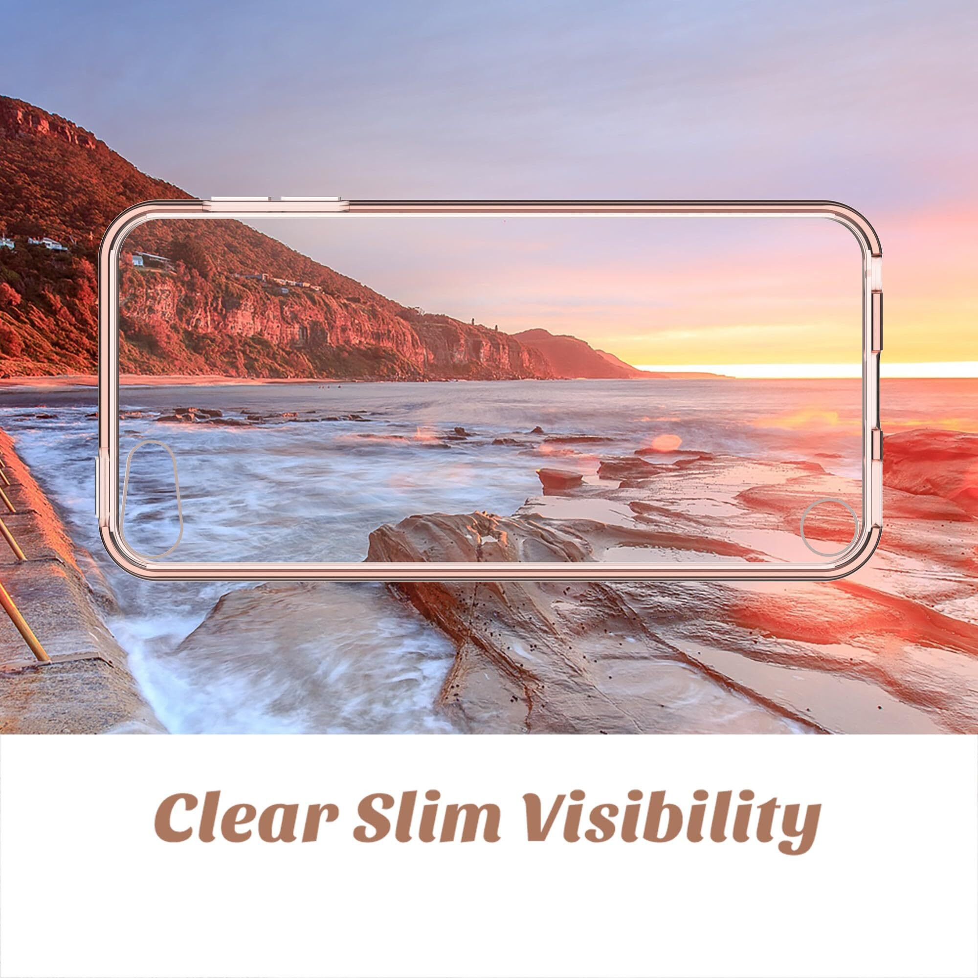 Ulak Ipod Touch 6 Case  Ipod Touch 7 Case  Clear Slim Hybrid Clear Bumper Tpu/Scratch Resistant Hard Pc Back/Corner Shock Absorption Case For Apple Ipod Touch 5Th/6Th/7Th Generation (Rose Gold)