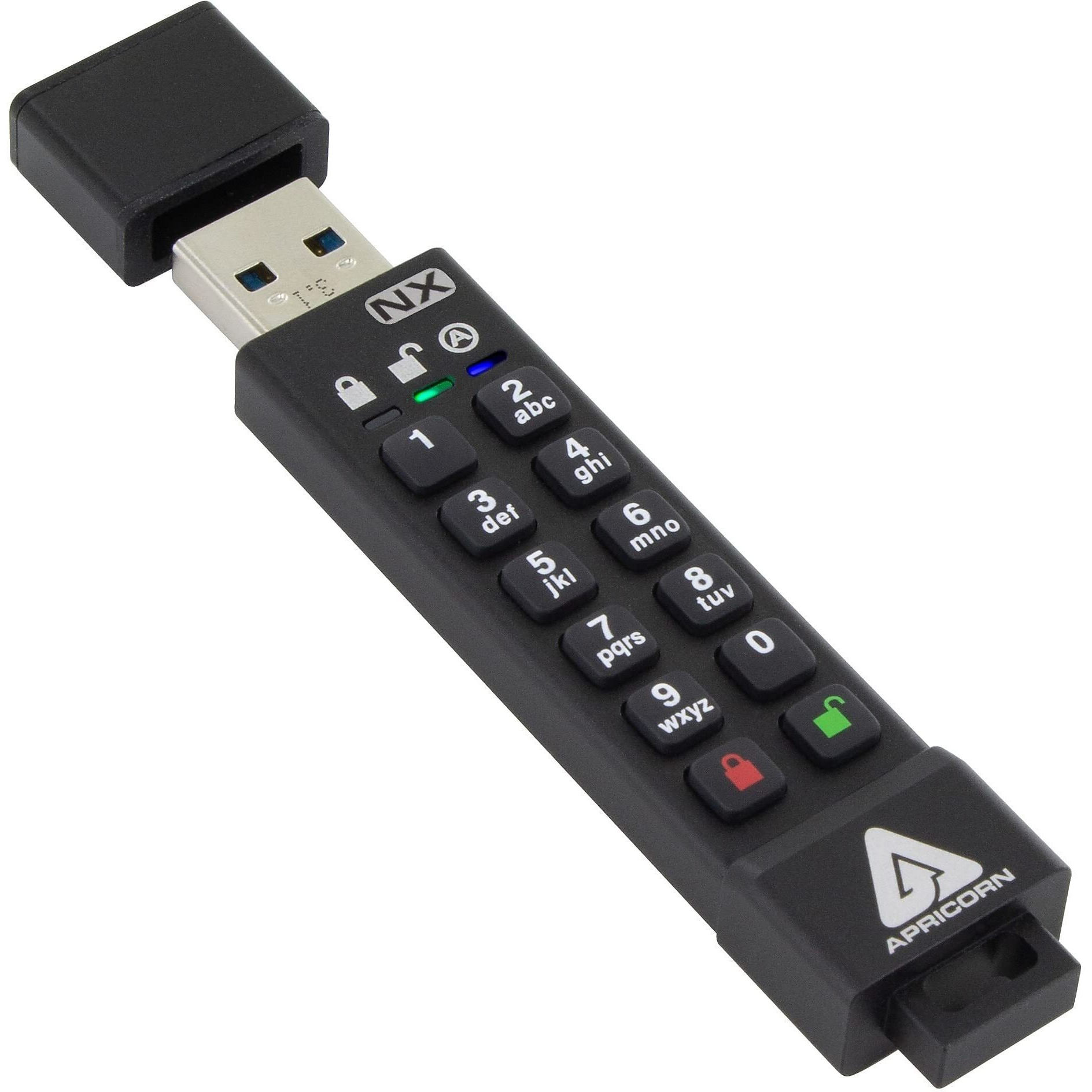 Apricorn Aegis Secure Key 3 Nx 32Gb 256-Bit Encrypted Fips 140-2 Level 3 Validated Secure Usb 3.0 Flash Drive  Ask3-Nx-32Gb  Black