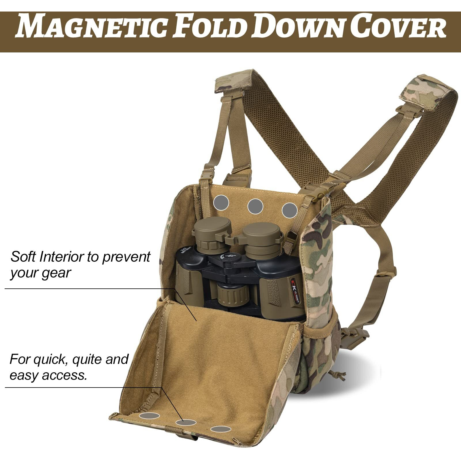 Vismix Binocular Harness  Adjustable Binocular Harness Chest Pack With Rain Cover For Hunting Hiking Shooting