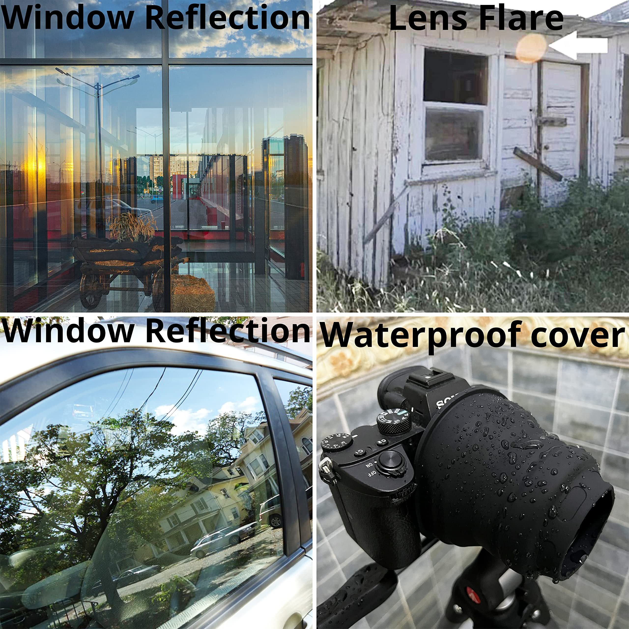 Camera Lens Hood  Foldable Anti-Reflection Lens Hood  Protect Lens From Rain  Dust  Bird Poop  Reflection (Medium - (M|72))